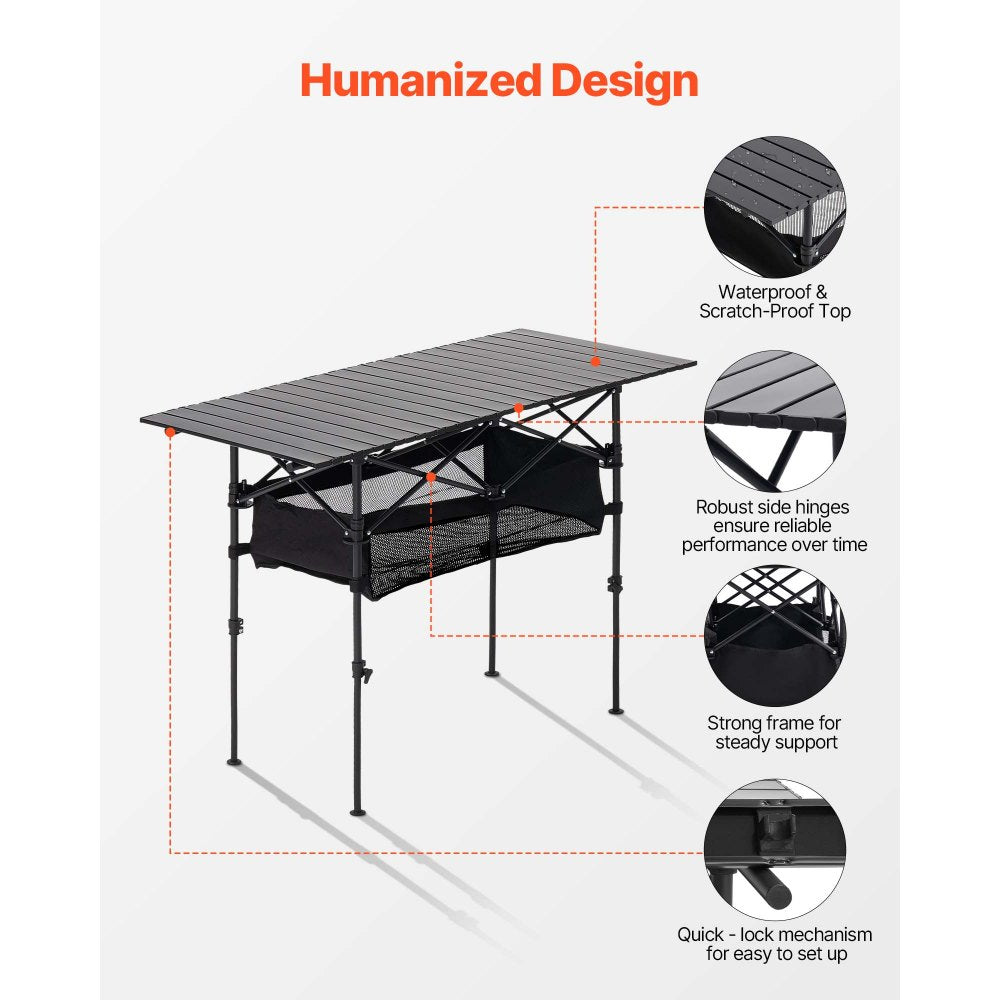 Folding Portable Camping Table Aluminum Outdoor Picnic Table Storage Bag,1200 x 550 x 500 mm