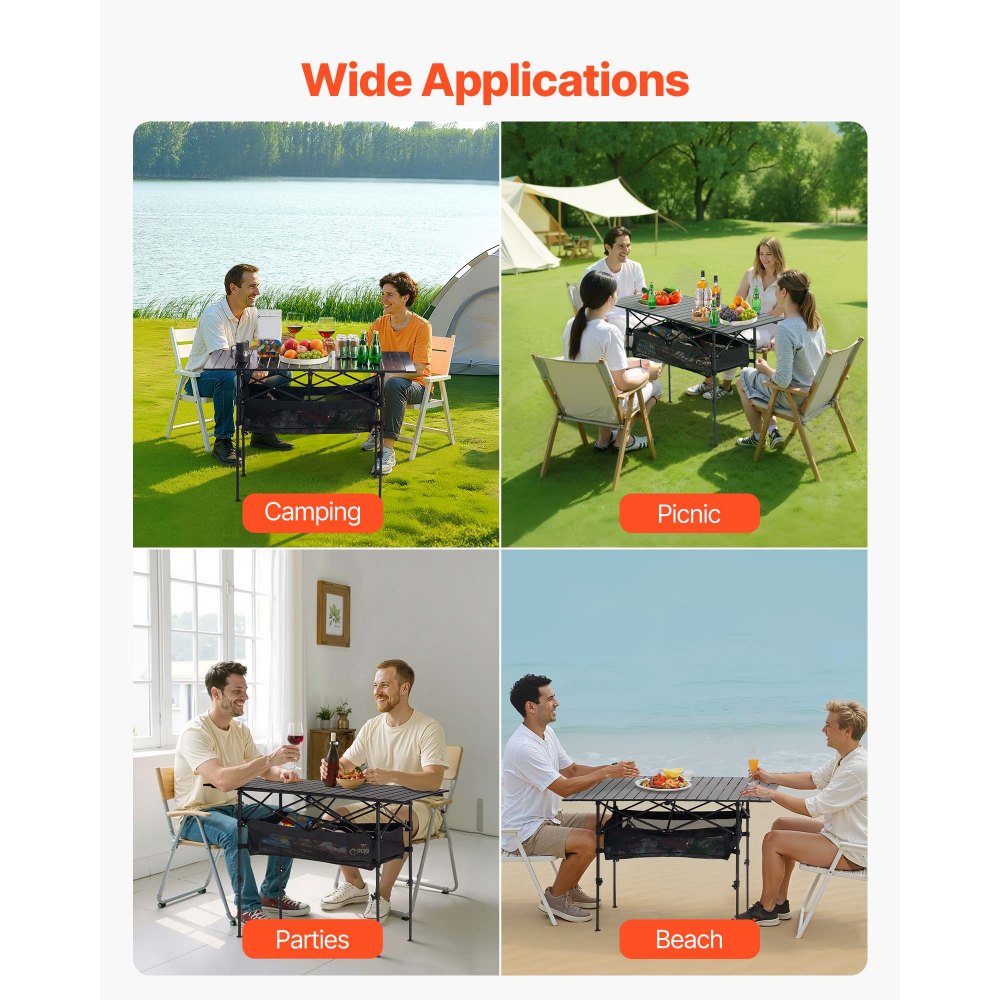 Folding Portable Camping Table Aluminum Outdoor Picnic Table Storage Bag,1200 x 550 x 500 mm