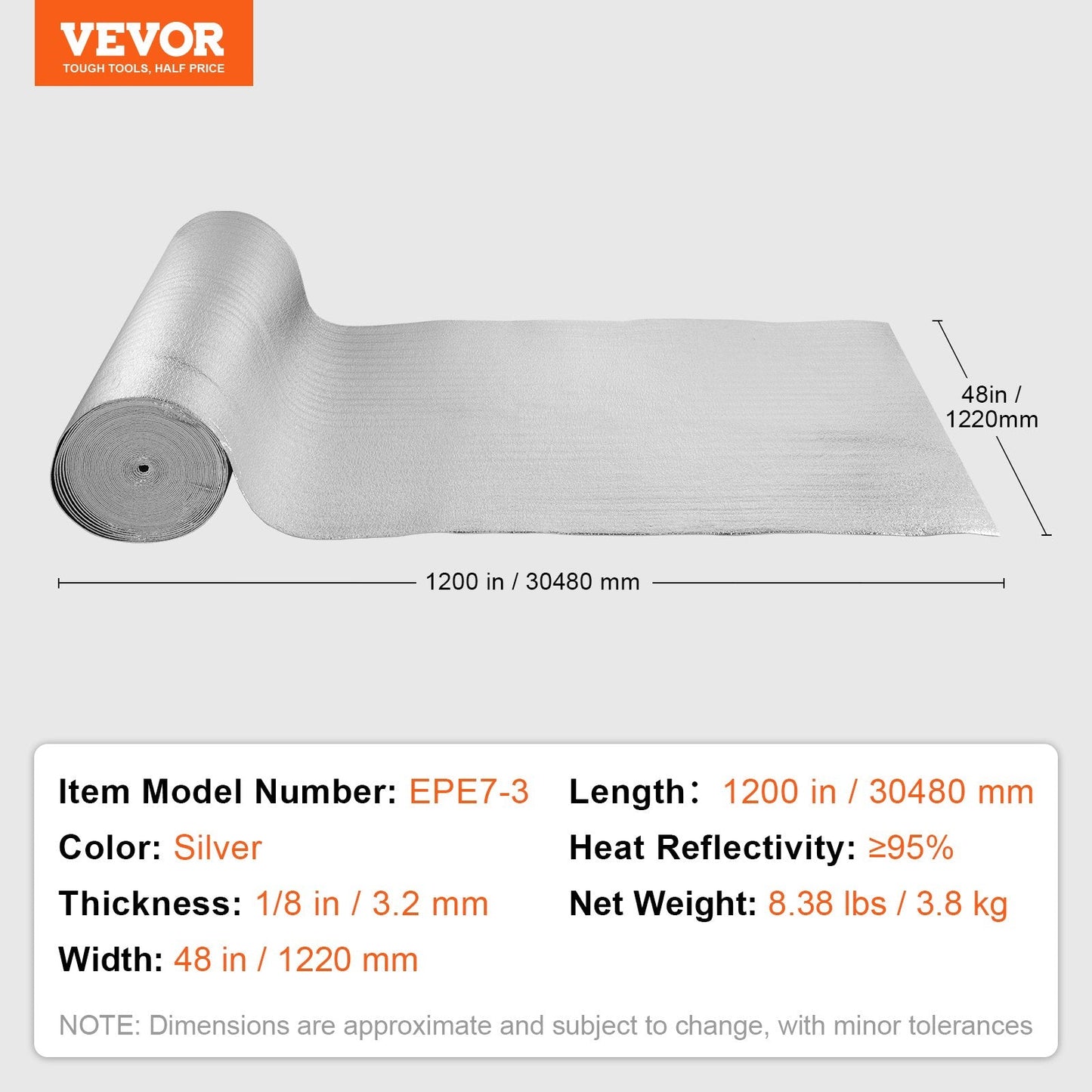 Double Reflective Radiant Barrier Insulation Roll, 30.5 x 1.2M, Silver