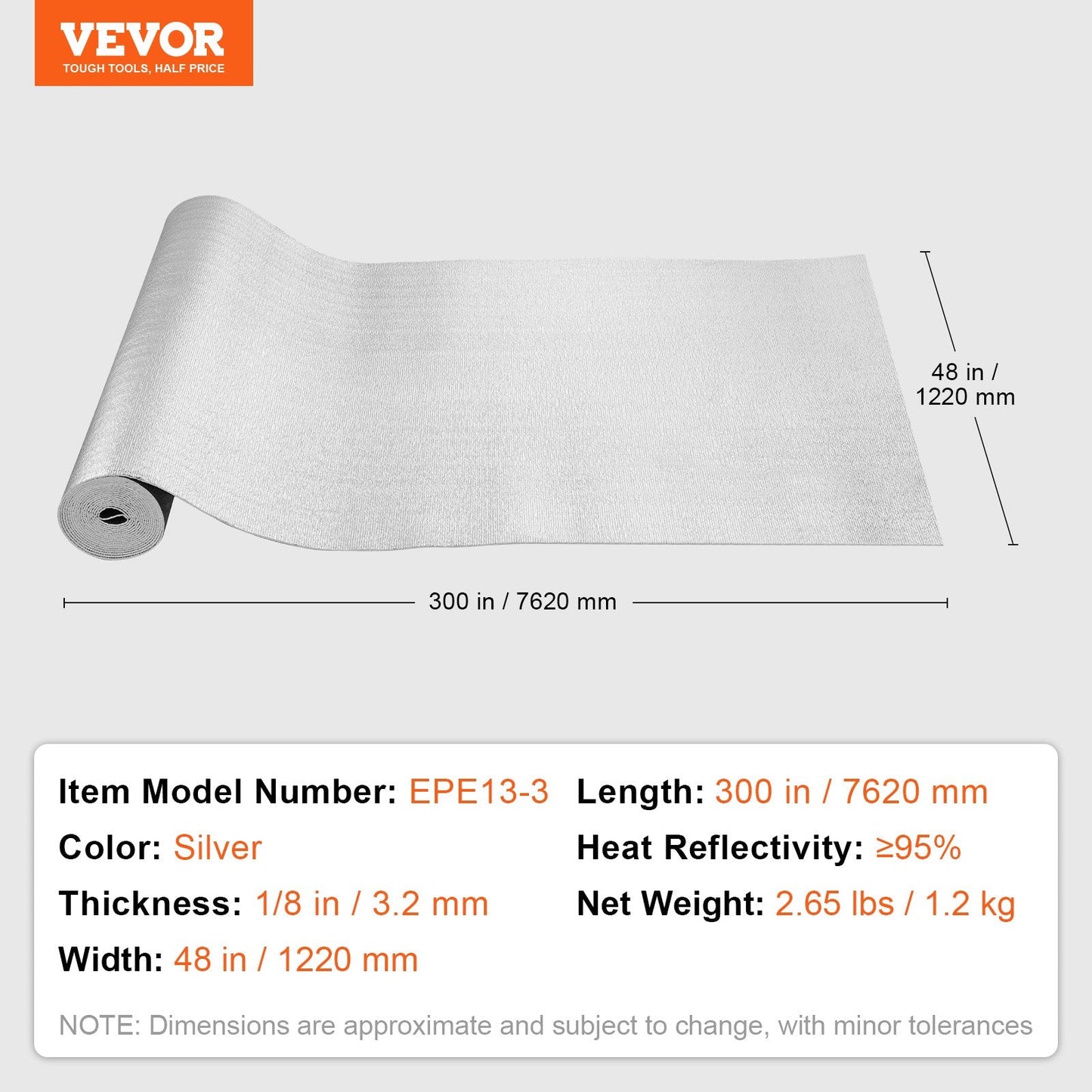 Double Reflective Insulation Roll Foam Core Radiant Barrier, 7.62 x 1.2M