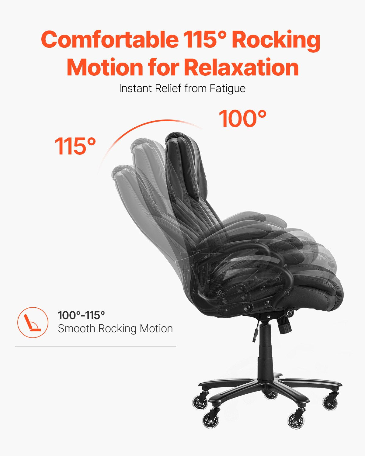 VEVOR Executive Chair High Back Office Chair Knob-Control Lumbar Support Black