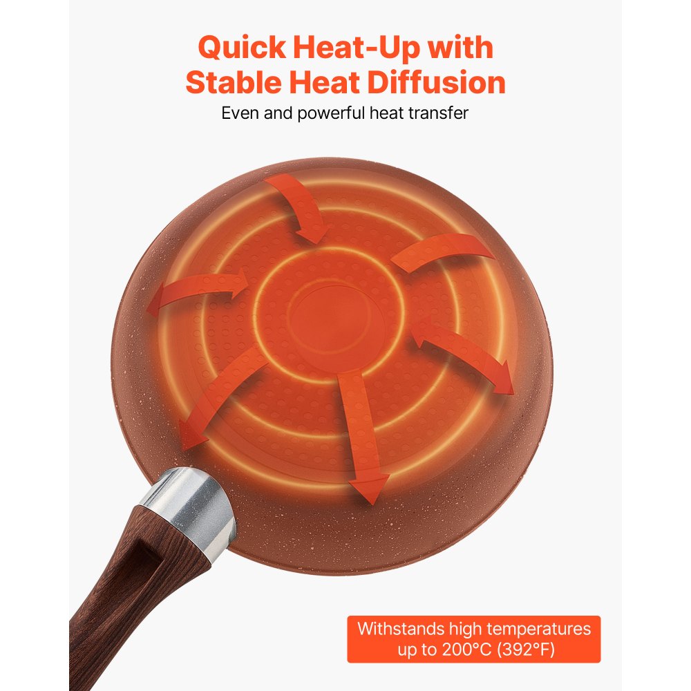 3Pcs Frying Pan Aluminum Skillet Set 250 280 325 mm Nonstick Seasoned Grey