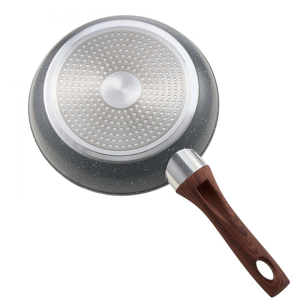 3Pcs Frying Pan Aluminum Skillet Set 250 280 325 mm Nonstick Seasoned Grey