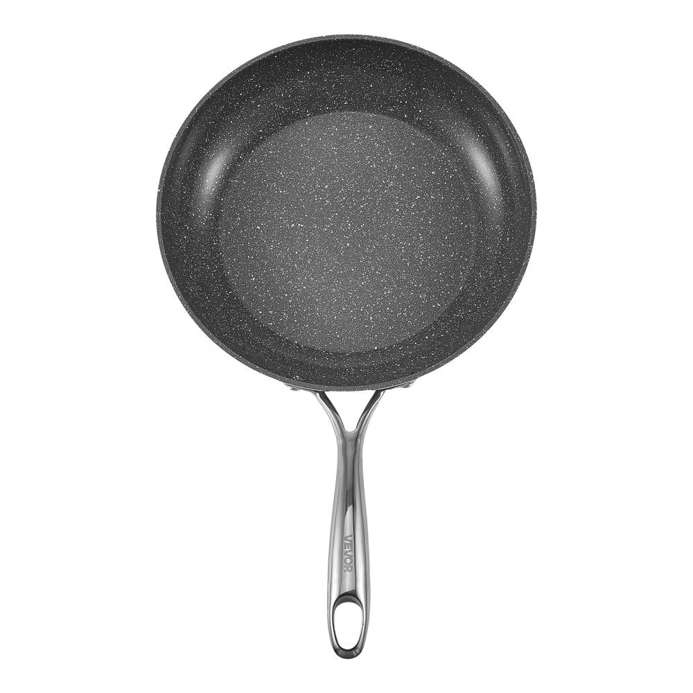 3 Pcs Frying Pan Aluminum Skillet Set 200 270 300 mm Handle Seasoned Grey