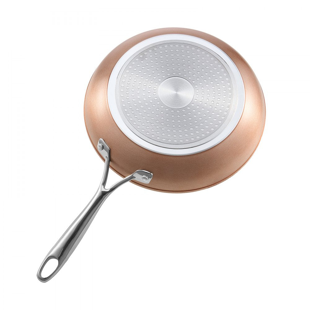 3 Pcs Frying Pan Aluminum Skillet Set 200 270 300 mm Handle Seasoned Grey