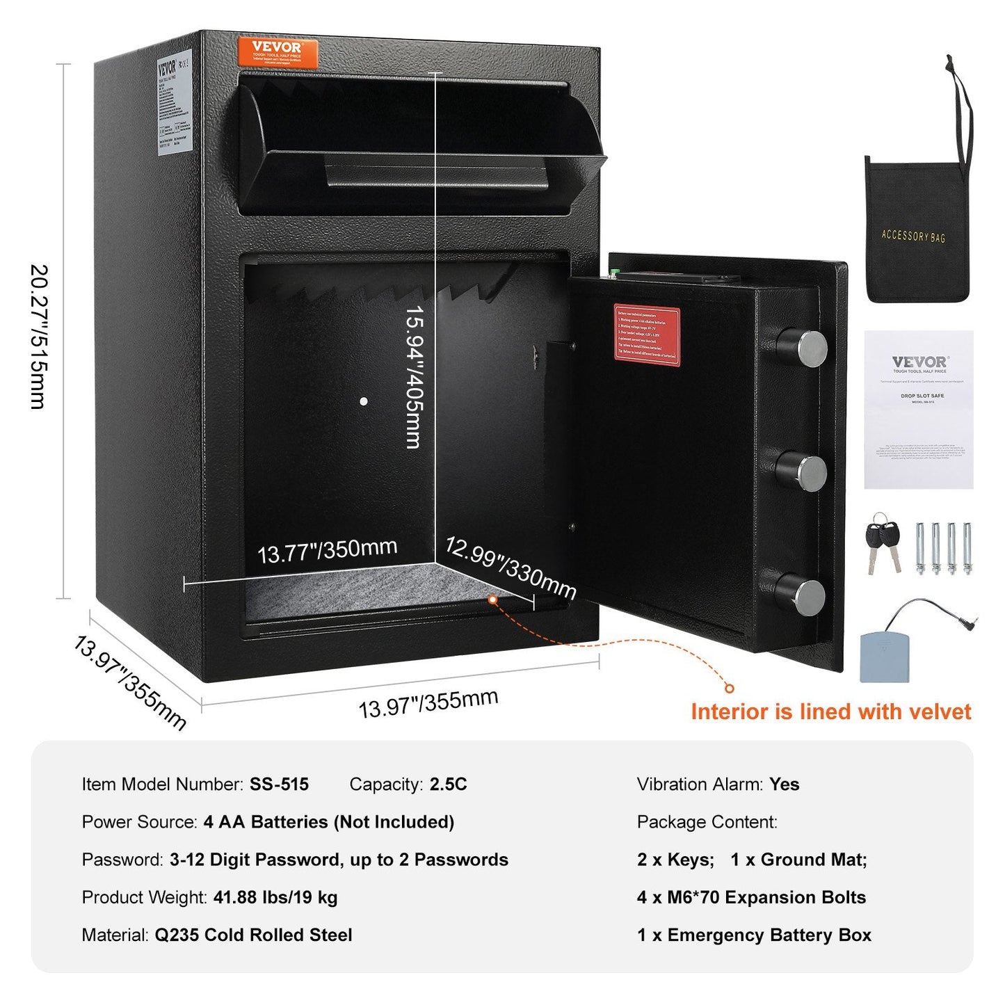2.5 Cubic Meter Electronic Safe with Drop Slot and Auto-Alarm System