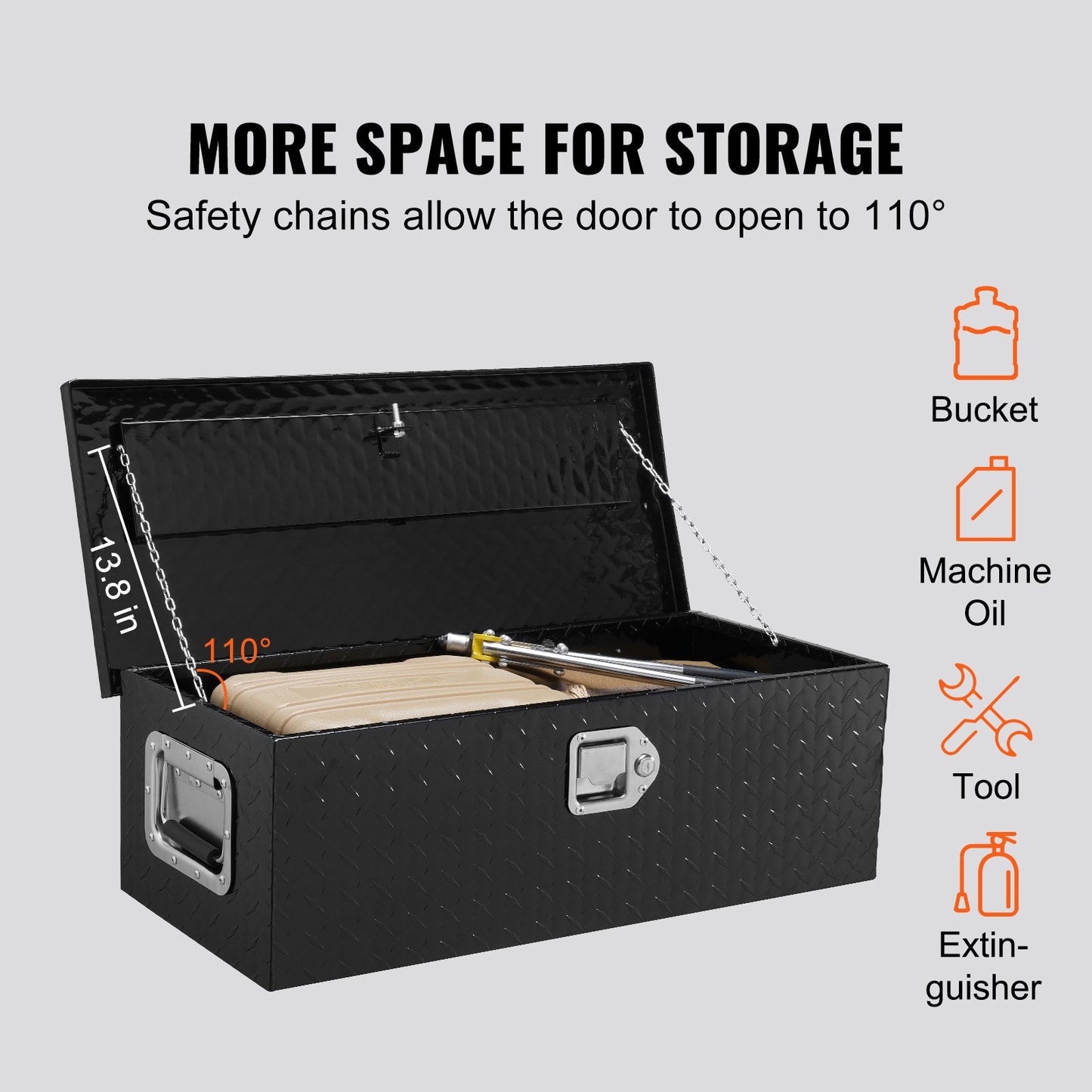 VEVOR Heavy Duty Aluminum Truck Bed Tool Box, Diamond Plate Tool Box with Side Handle
