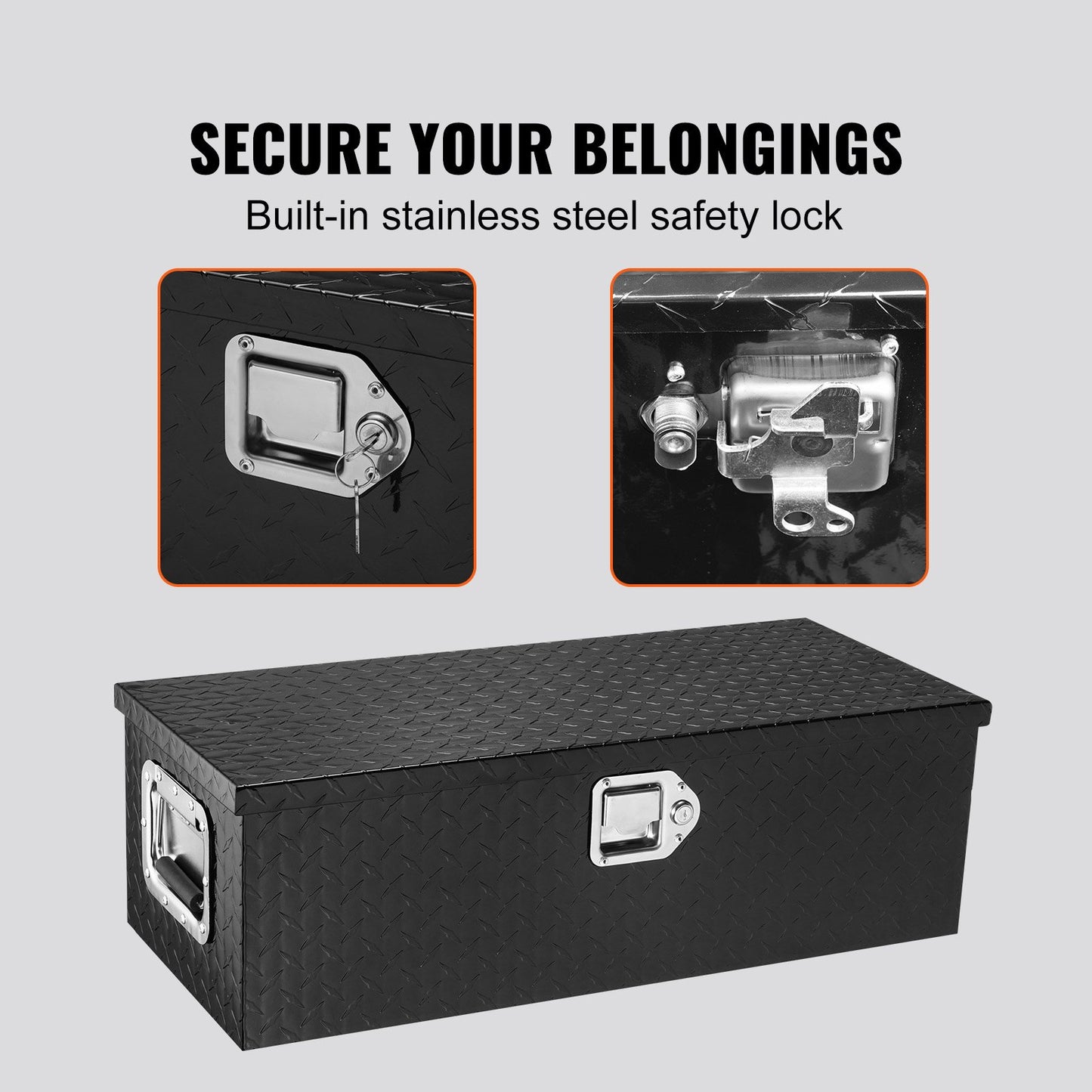 VEVOR Heavy Duty Aluminum Truck Bed Tool Box, Diamond Plate Tool Box with Side Handle