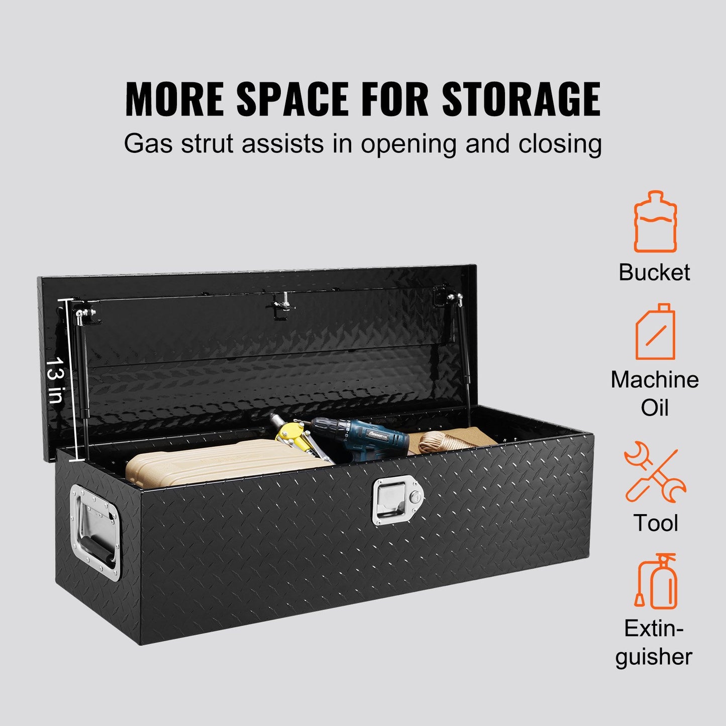 VEVOR Heavy Duty Aluminum Truck Bed Tool Box, Diamond Plate Tool Box with Side Handle