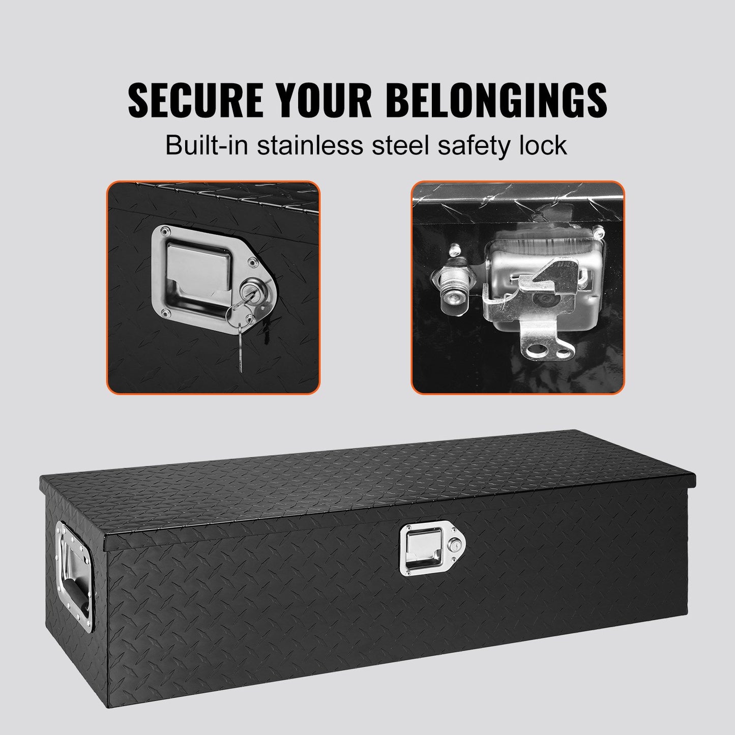 VEVOR Heavy Duty Aluminum Truck Bed Tool Box, Diamond Plate Tool Box with Side Handle