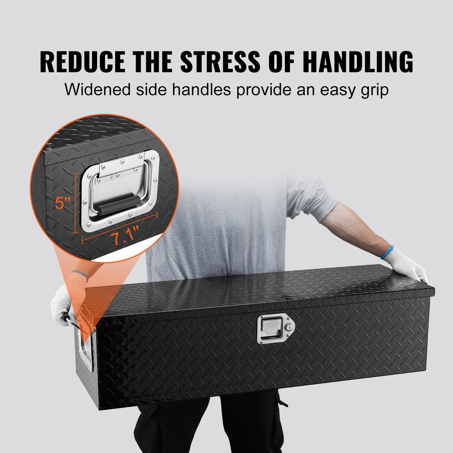 VEVOR Heavy Duty Aluminum Truck Bed Tool Box, Diamond Plate Tool Box with Side Handle