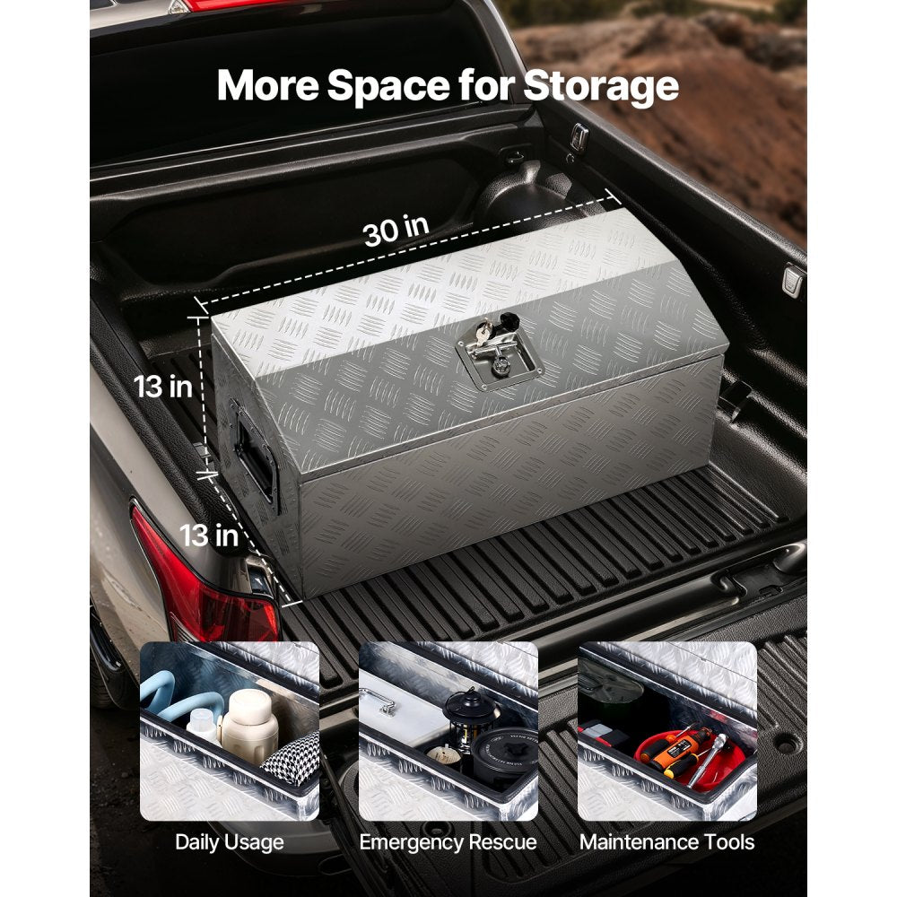 VEVOR 762x330.2x330.2mm Heavy Duty Aluminum Truck Bed Tool Box for Pickup Silver