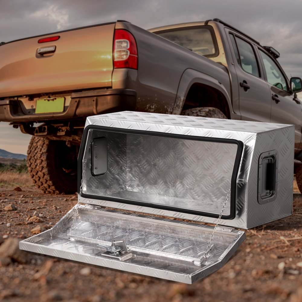 VEVOR 762x330.2x330.2mm Heavy Duty Aluminum Truck Bed Tool Box for Pickup Silver