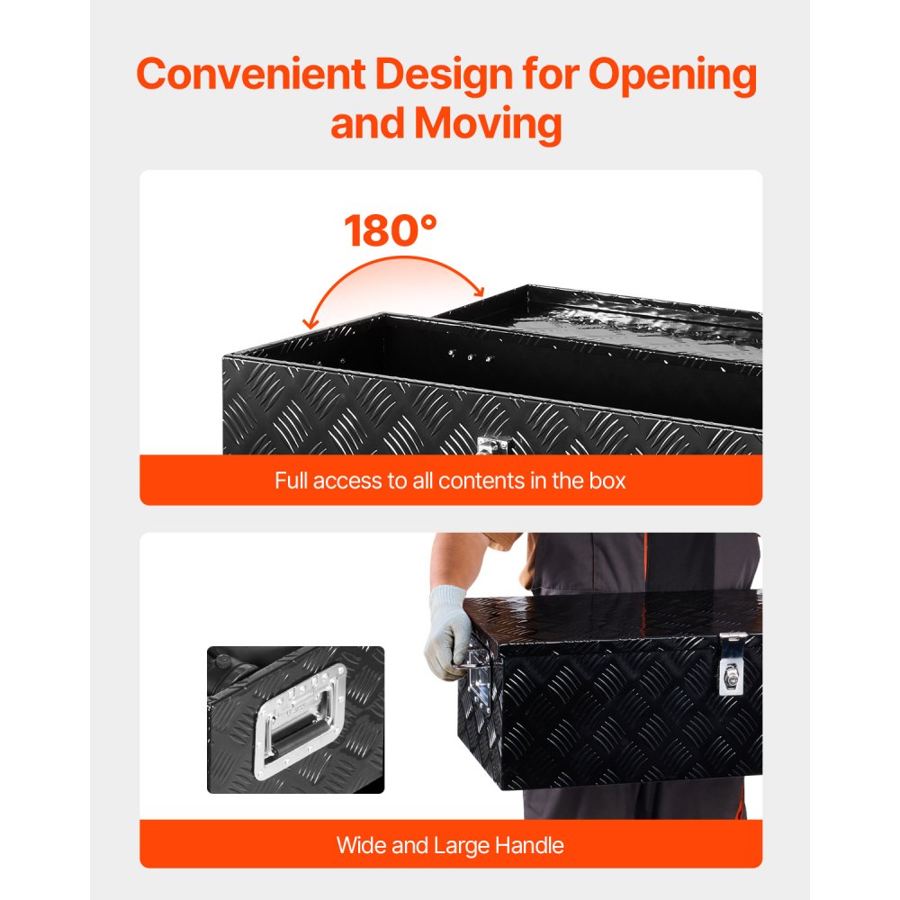 762x330.2x243.84mm Heavy Duty Aluminum Truck Bed Tool Box for Pickup Black