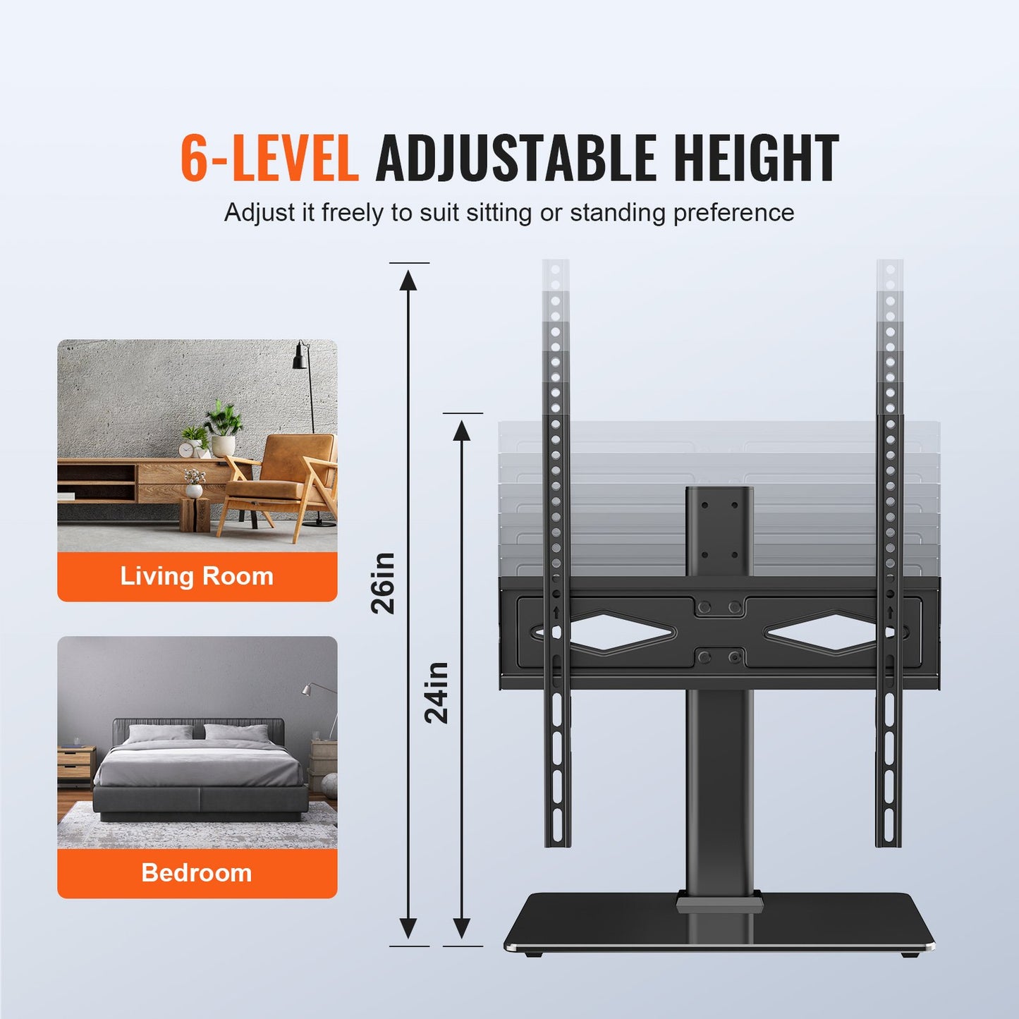 VEVOR TV Stand Mount, Swivel Universal TV Stand for 32 to 55 inch TVs, Height Adjustable