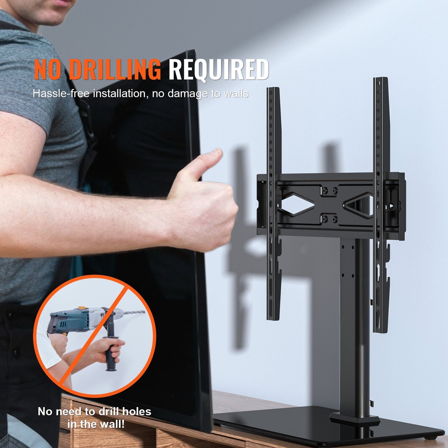 VEVOR TV Stand Mount, Swivel Universal TV Stand for 32 to 55 inch TVs, Height Adjustable