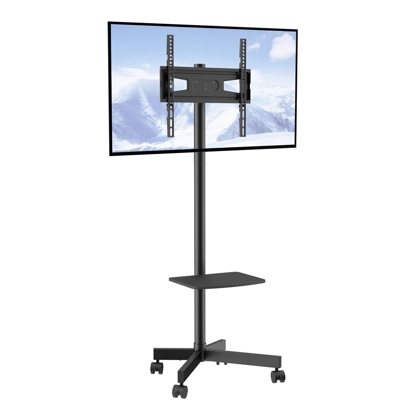 Adjustable Mobile TV Cart for 0.58-1.52m TVs, with Wheels and Device Tray