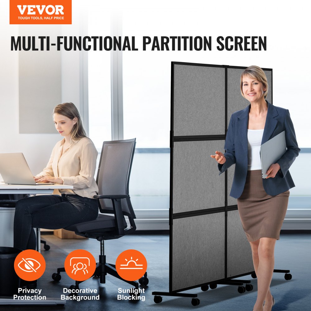 VEVOR Acoustic Room Divider Partition Panel Privacy Screen 2 Pack Medium Gray
