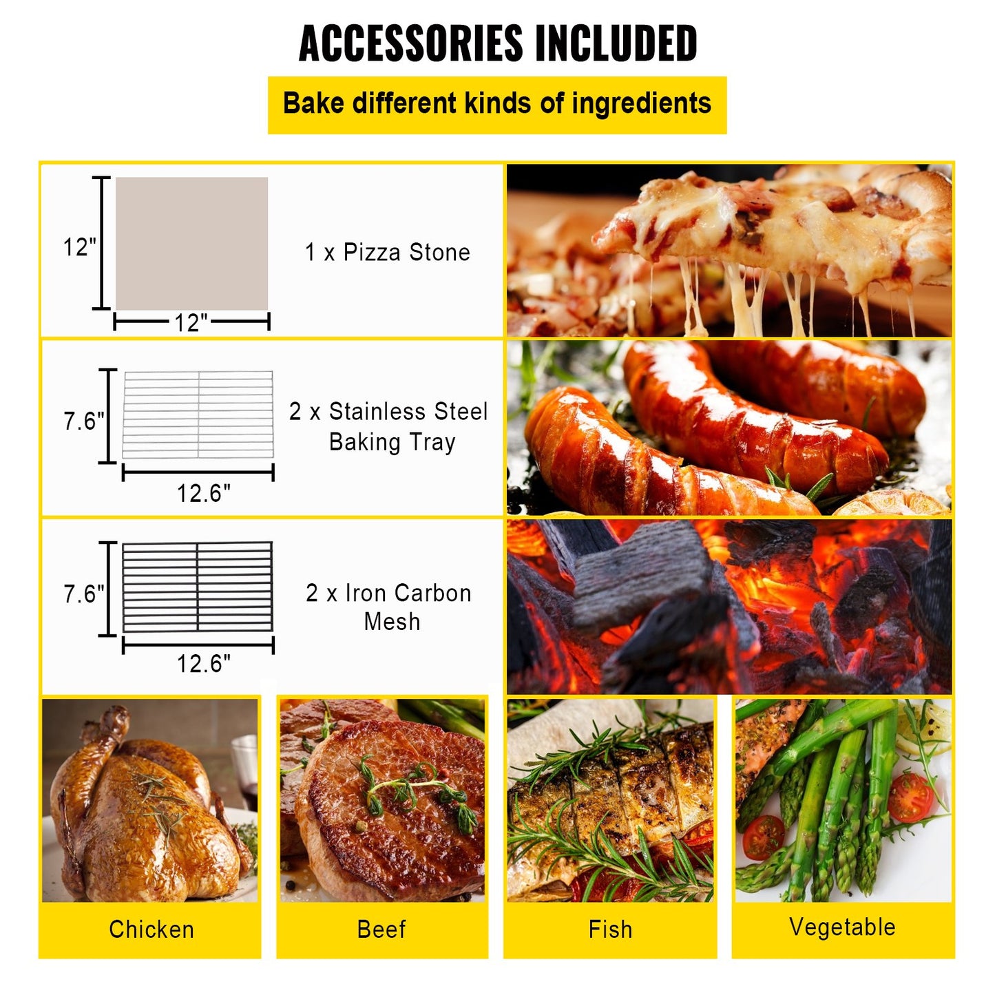 VEVOR Outdoor Pizza Oven, 12" Wood Fire Oven, 2-Layer Pizza Oven Wood Fired, Wood