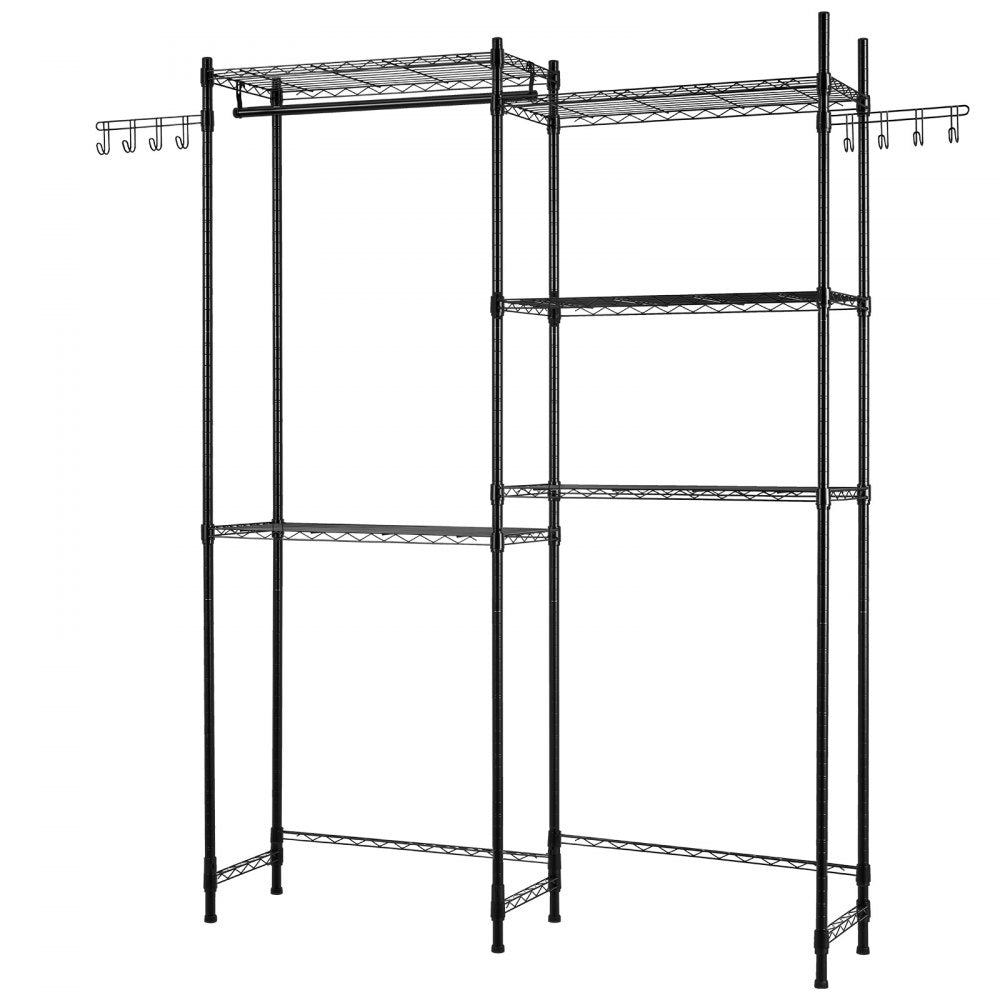 VEVOR Over Washer and Dryer Storage Shelf Two Row 5 Tiers Washer Rack Black