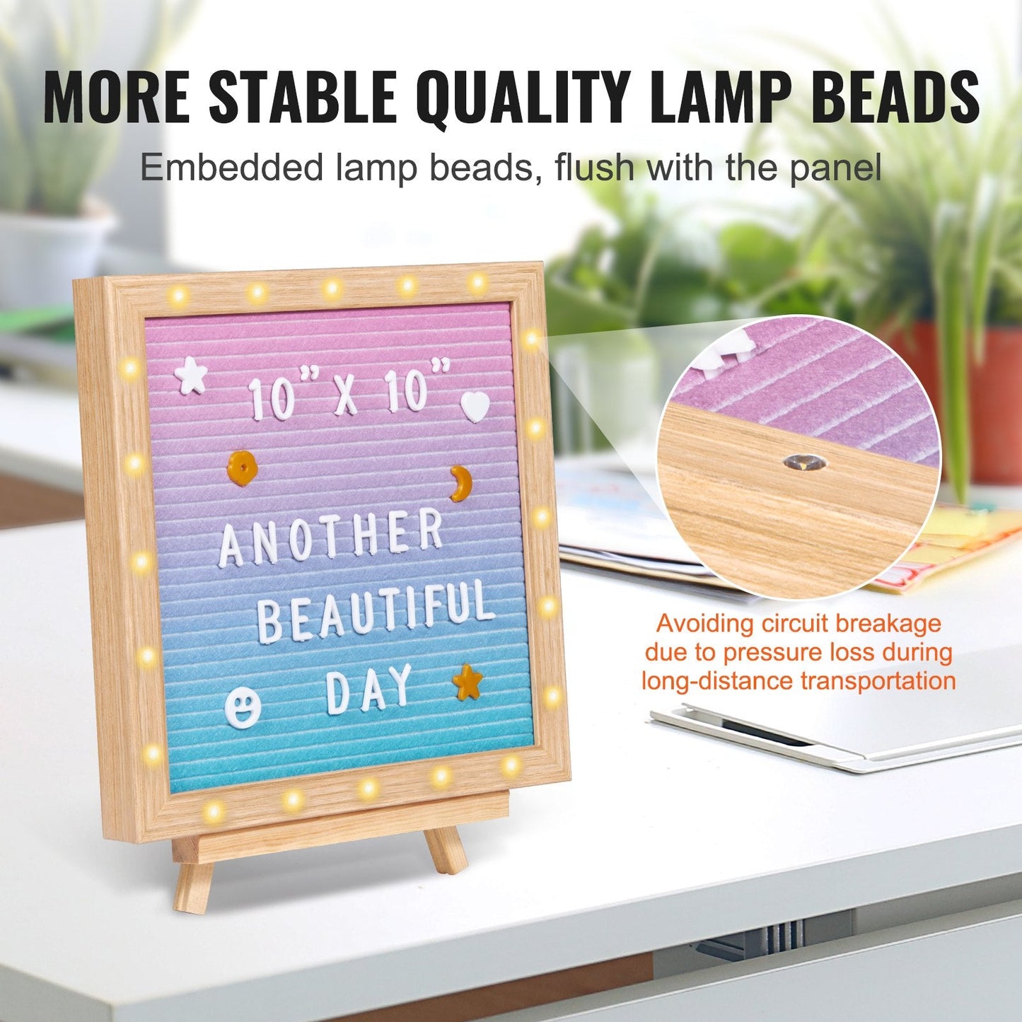 Gradient Felt Message Board with LED Lights, 0.25m, 510 Letters, Easel Stand