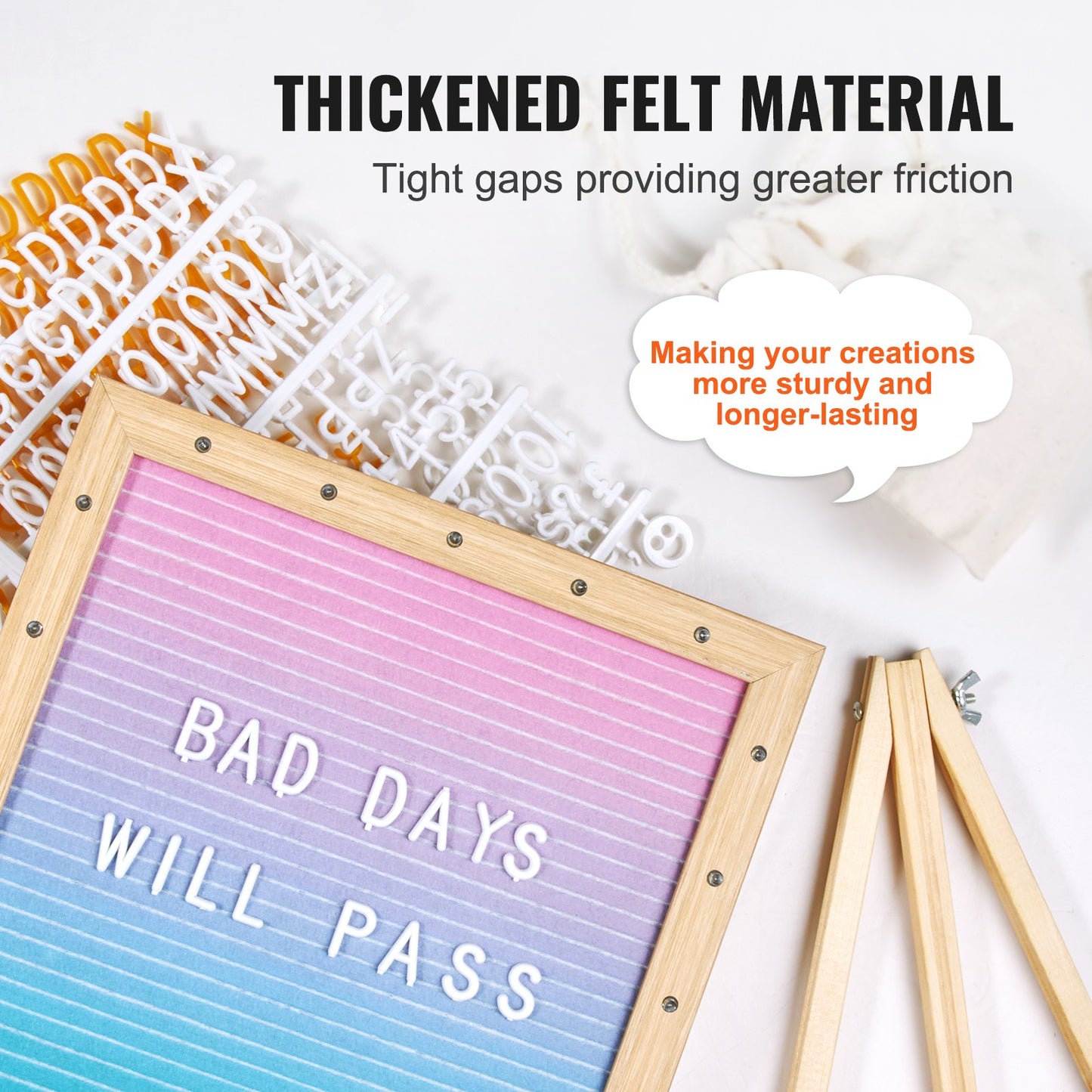 VEVOR Gradient Felt Letter Board, 253x253 mm Felt Message Board, Changeable Sign