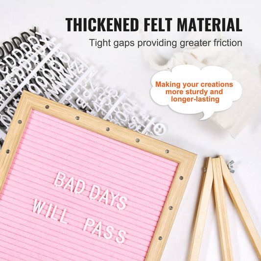 Pink Felt Message Board with LED Lights & 510 Letters - 0.25x0.25m