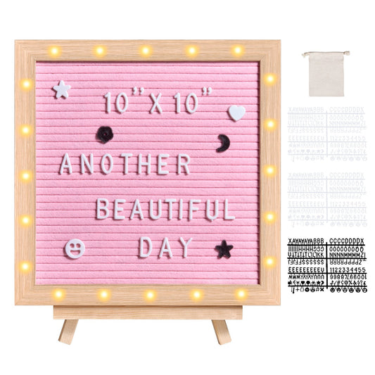 VEVOR Pink Felt Letter Board, 253x253 mm Felt Message Board, Changeable Sign Boards