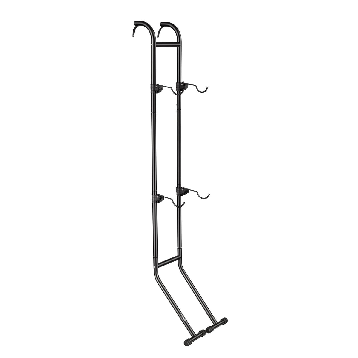 Bike Stand for 2 Bikes, Freestanding Vertical Bike Storage Rack, with Height-Adjustable Hooks, Heavy-Duty Carbon Steel Standing Bicycle Floor Stand, Ideal for Garage, Apartment, Home, Black