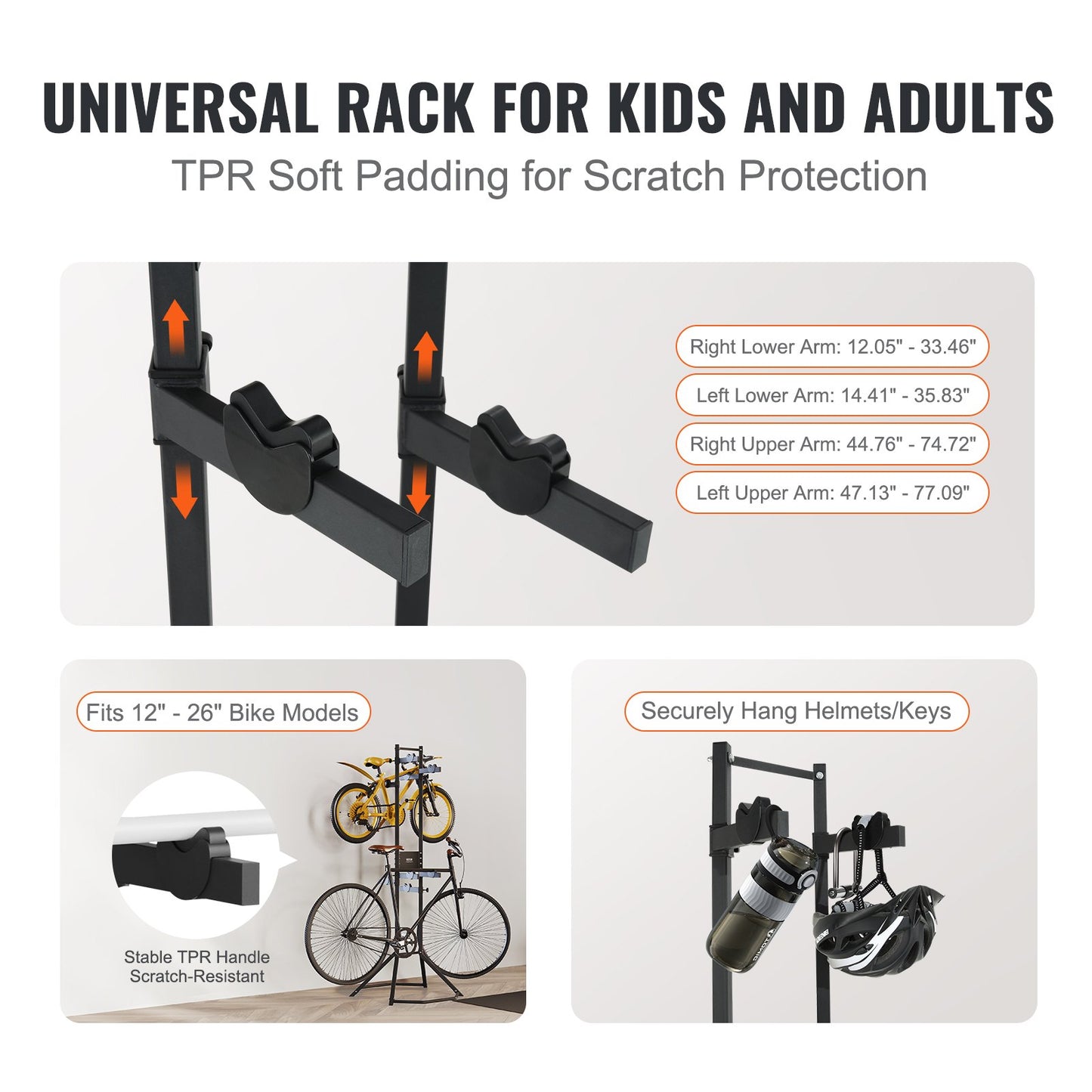 VEVOR 4 Bike Storage Rack, Free Standing Gravity Wall Vertical Bike Rack, Fully