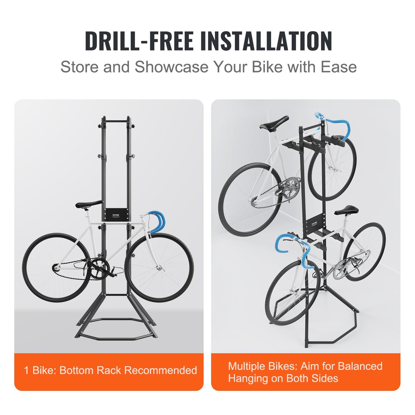 VEVOR 4 Bike Storage Rack, Free Standing Gravity Wall Vertical Bike Rack, Fully