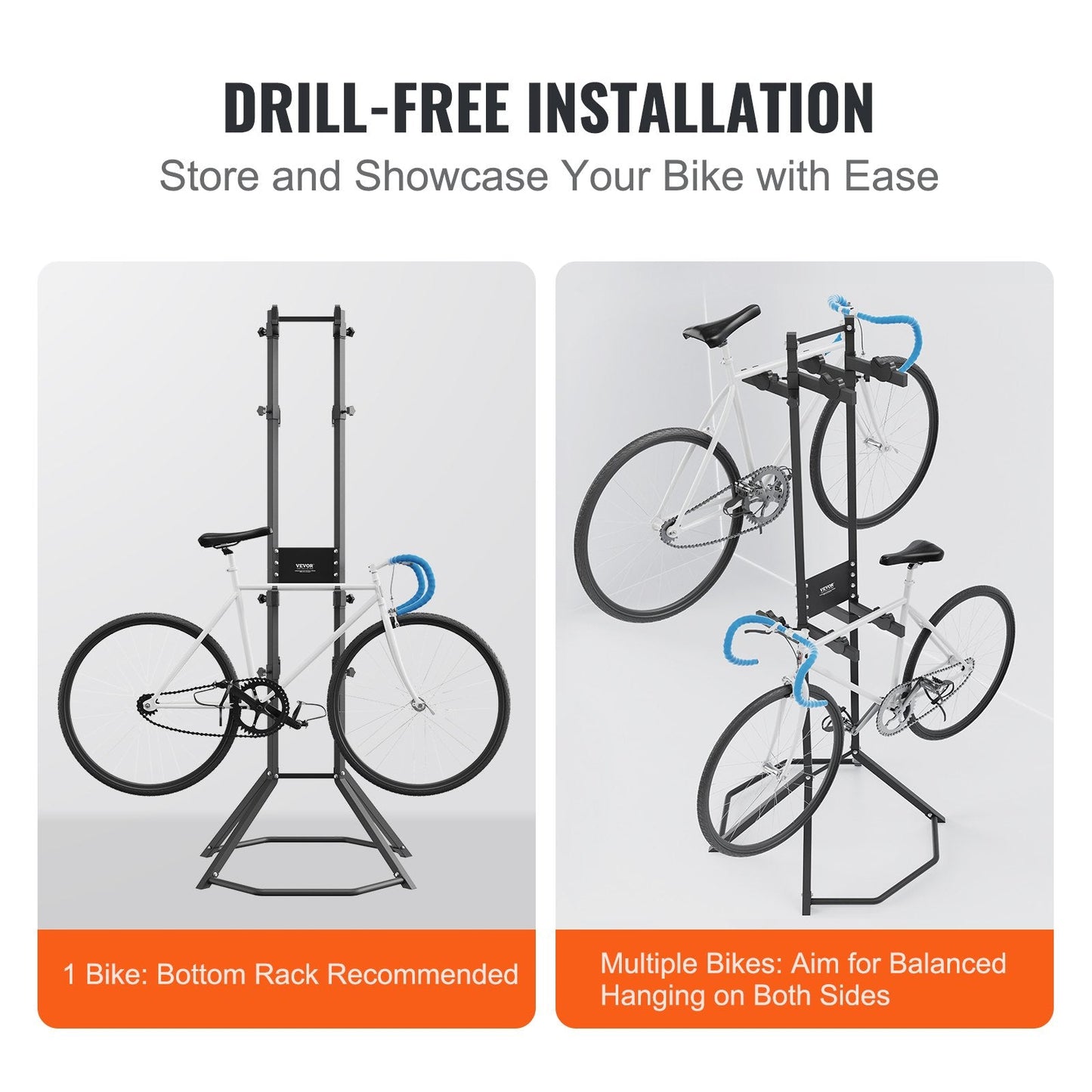 4-Bike Vertical Storage Rack, Adjustable Gravity Stand for Garage or Home Use