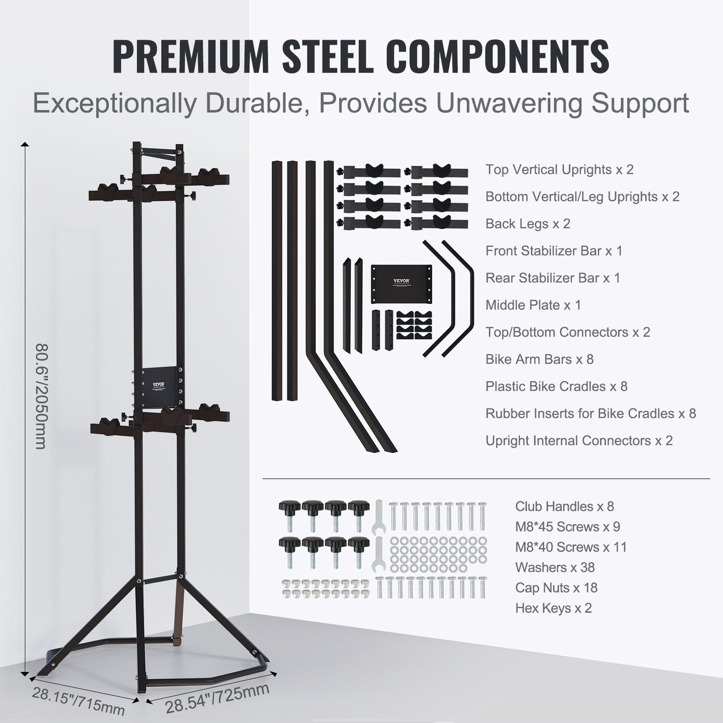 VEVOR 4 Bike Storage Rack, Free Standing Gravity Wall Vertical Bike Rack, Fully