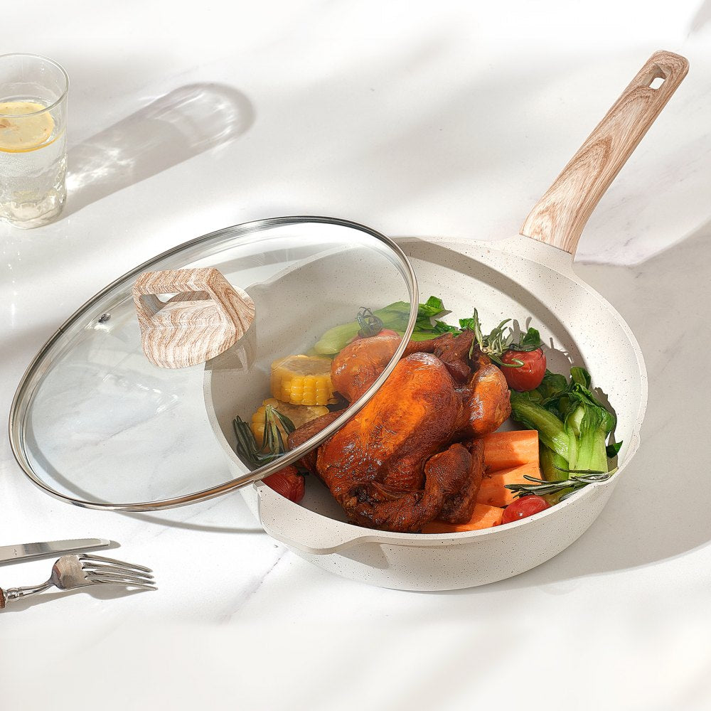 VEVOR 19 Piece Pots and Pans Set Granite Nonstick Kitchen Cookware White