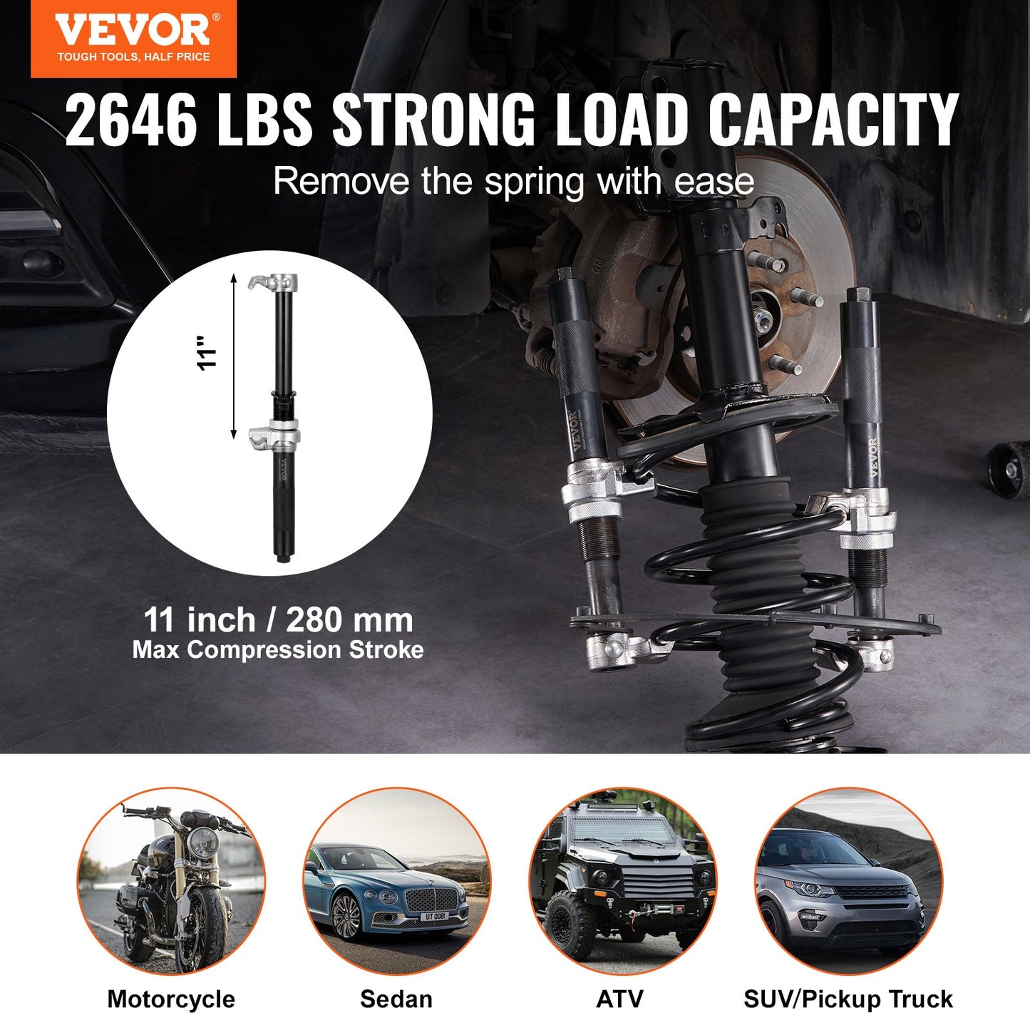 VEVOR Coil Spring Compressor Tool, 2 pcs Heavy Duty Macpherson Strut Spring Compressor