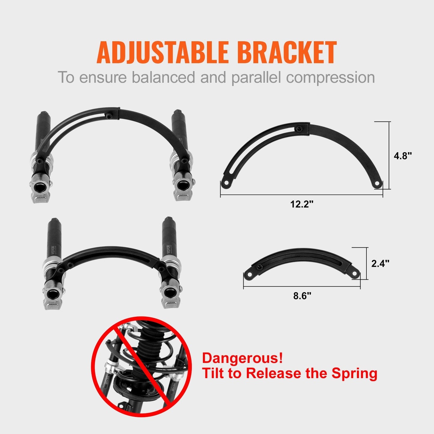 Heavy Duty Macpherson Strut Spring Compressor Set, 1200 kg Capacity
