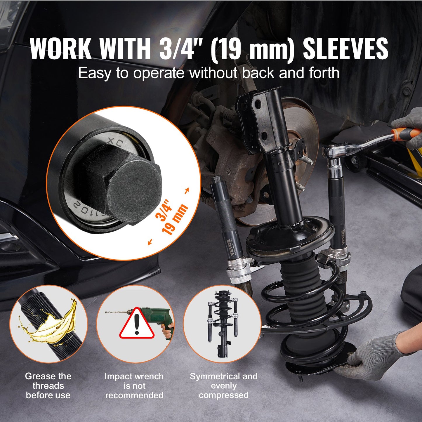 VEVOR Coil Spring Compressor Tool, 2 pcs Heavy Duty Macpherson Strut Spring Compressor