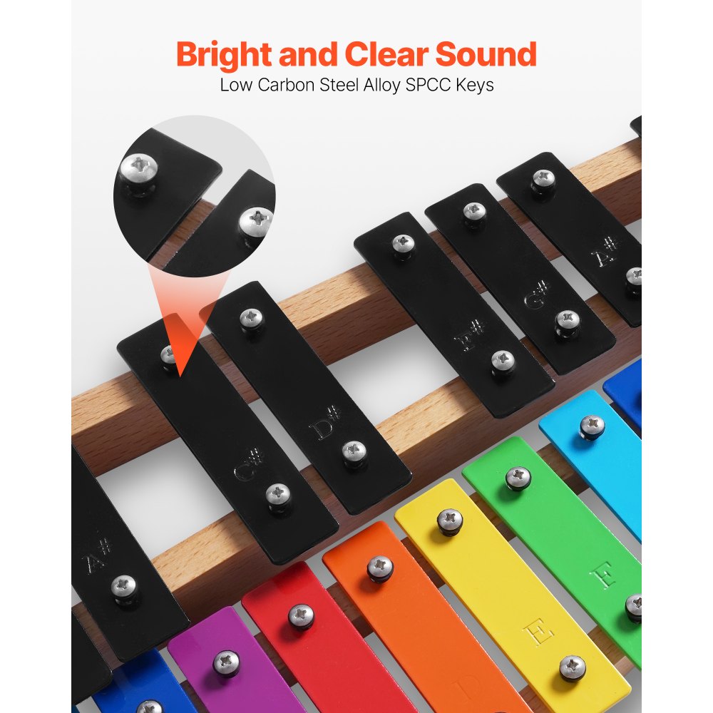 Glockenspiel Xylophone, 27 Notes, Professional Xylophone Percussion Instrument, with Colorful Metal Keys, Includes 4 Mallets, Carrying Bag, Beginner Musical Instrument Kit for Adults and Kids