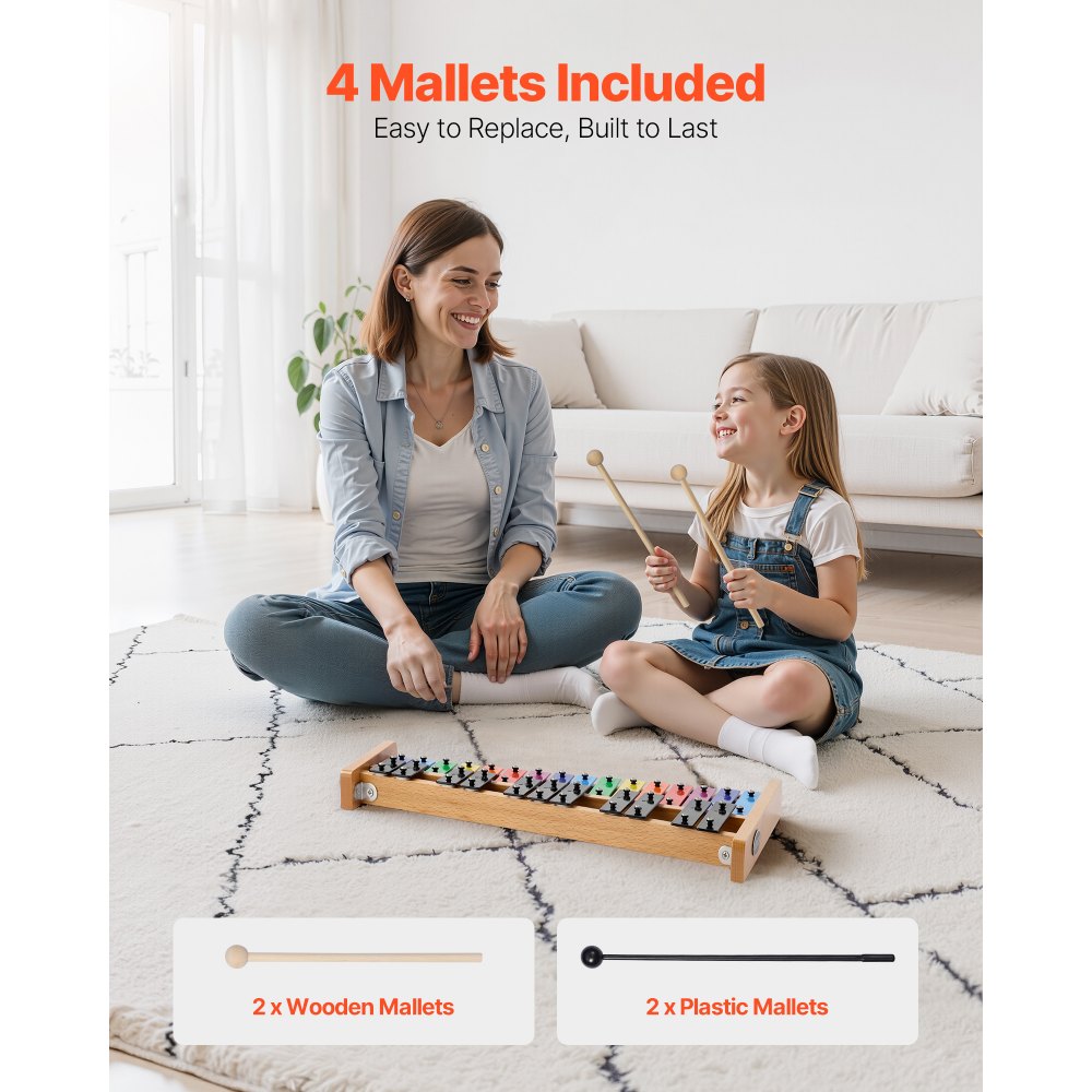 Glockenspiel Xylophone, 27 Notes, Professional Xylophone Percussion Instrument, with Colorful Metal Keys, Includes 4 Mallets, Carrying Bag, Beginner Musical Instrument Kit for Adults and Kids