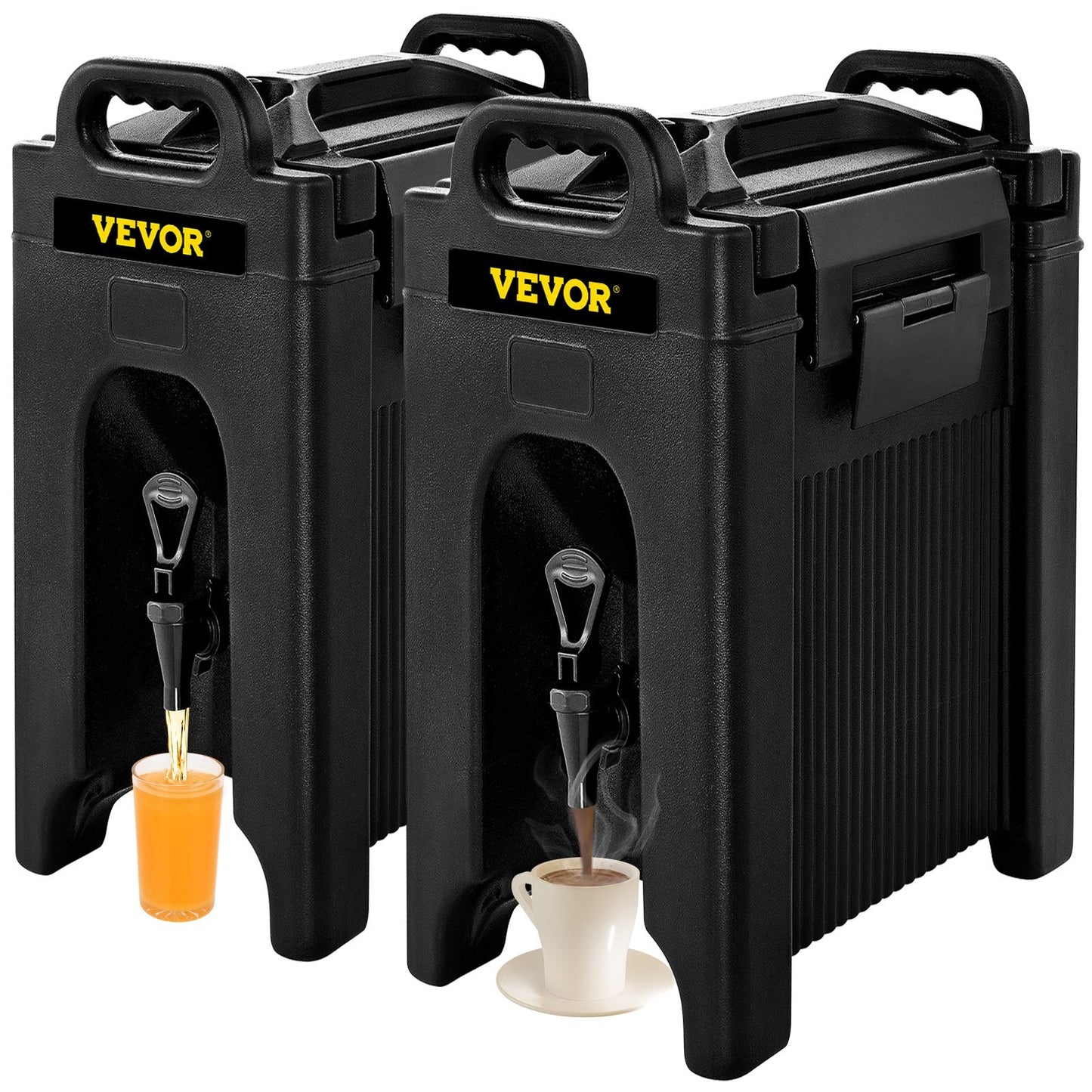 10-Gallon Insulated Hot & Cold Beverage Dispenser Set, Leak-Proof, Black