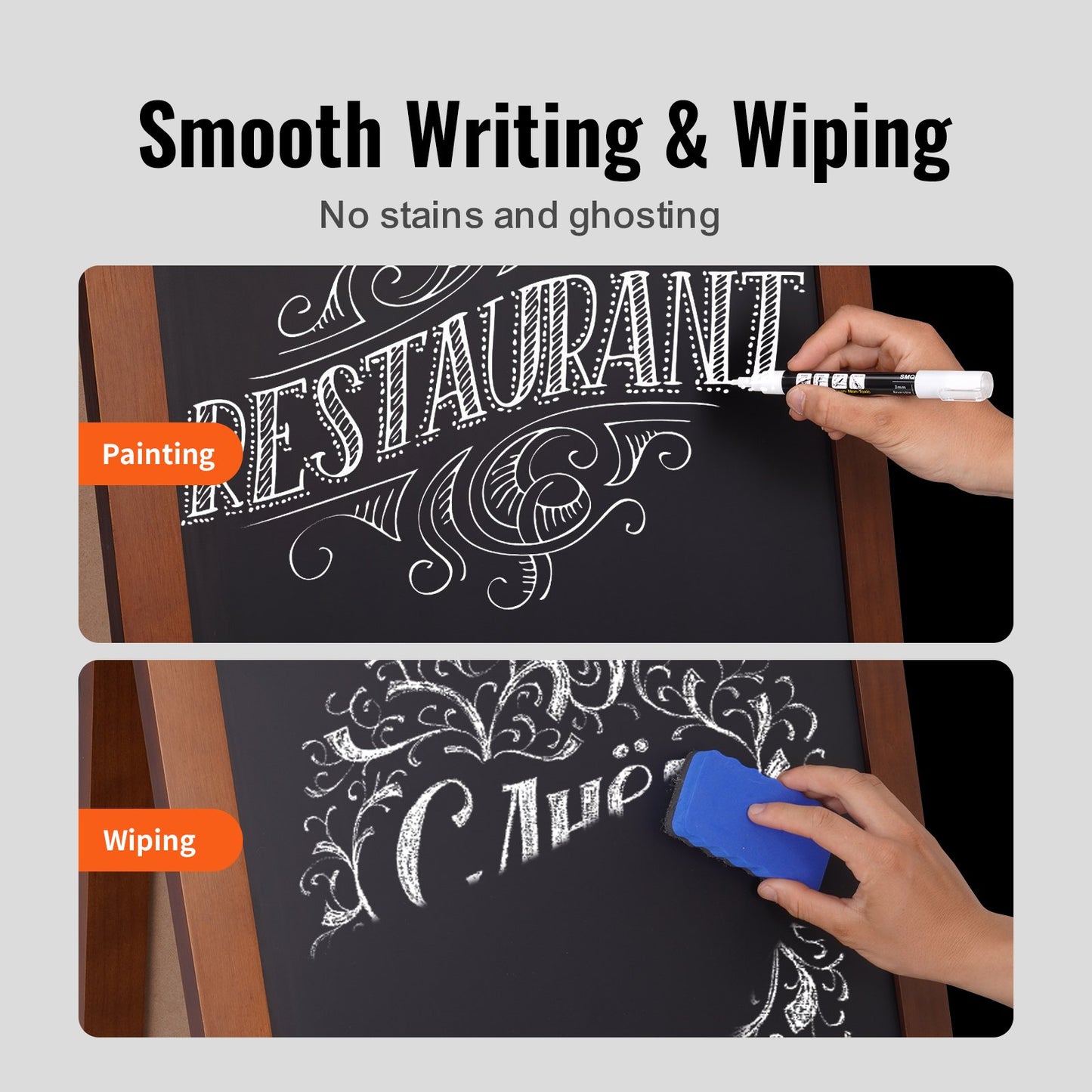 VEOVR A Frame Chalkboard Sign, 50x102 cm Double-Sided Sidewalk Signs, Freestanding