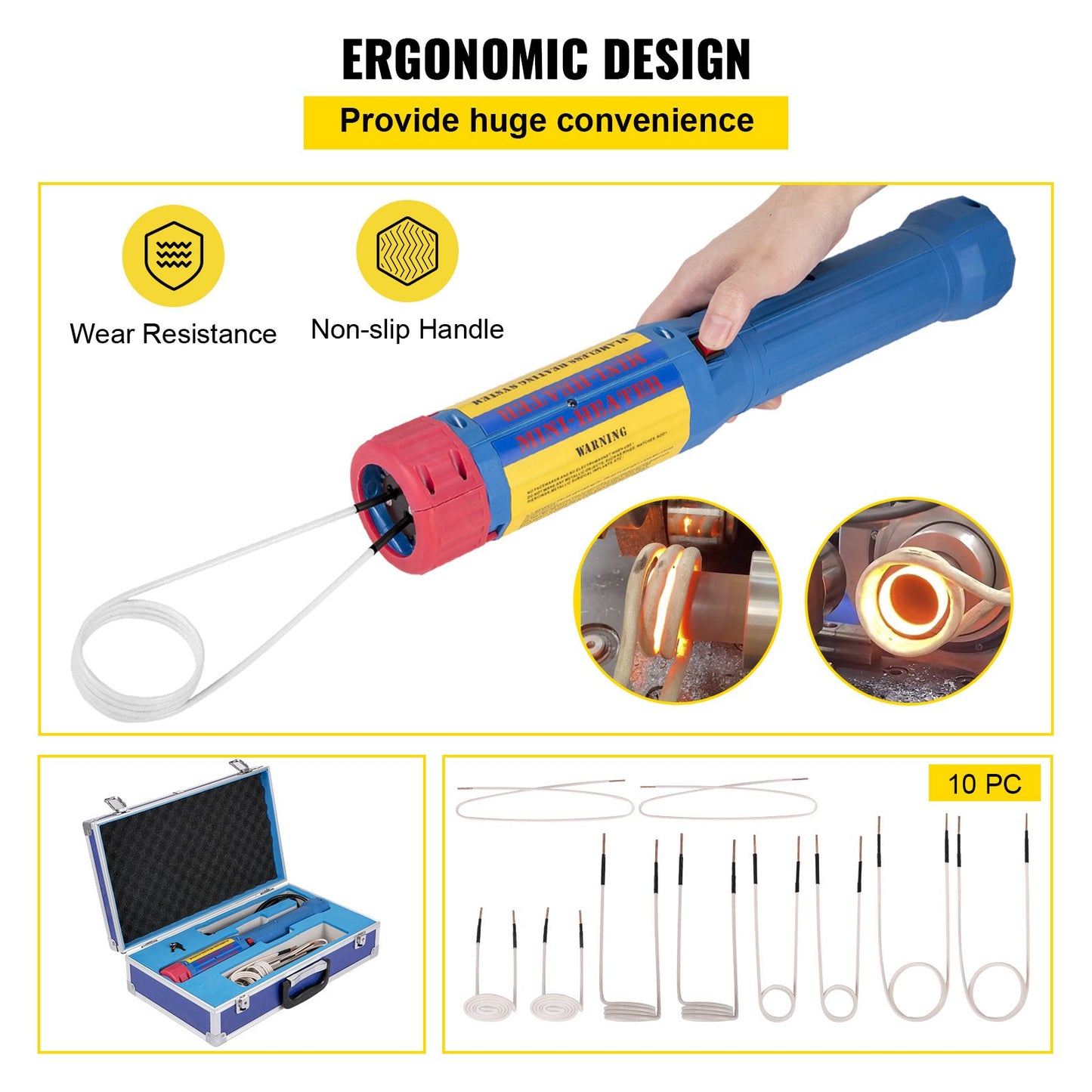 VEVOR Magnetic Induction Heater Kit, 1000w Induction Heater Hand-held, Bolt Induction