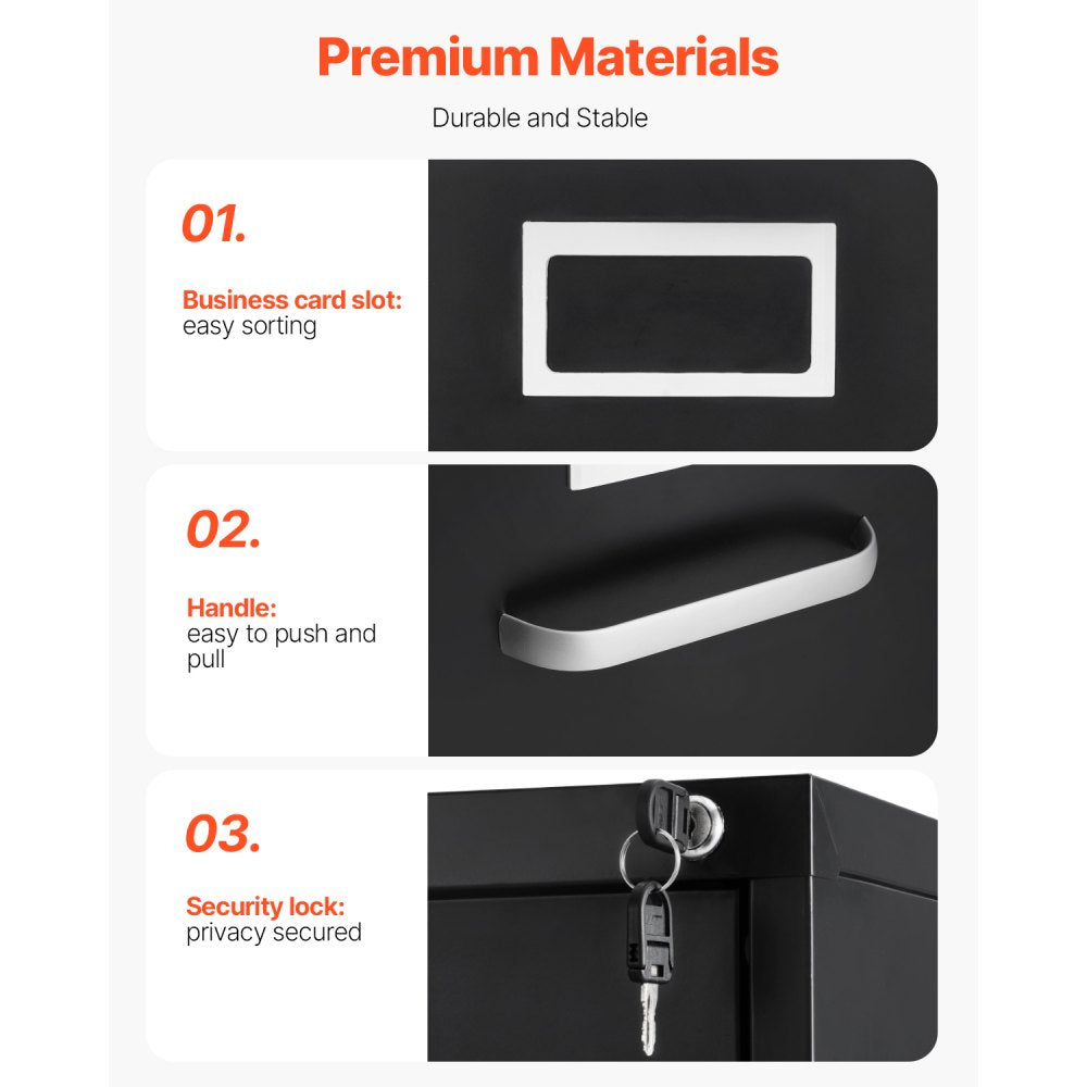 VEVOR 4 Drawer File Cabinet Metal Vertical Cabinet with Lock for Home Office