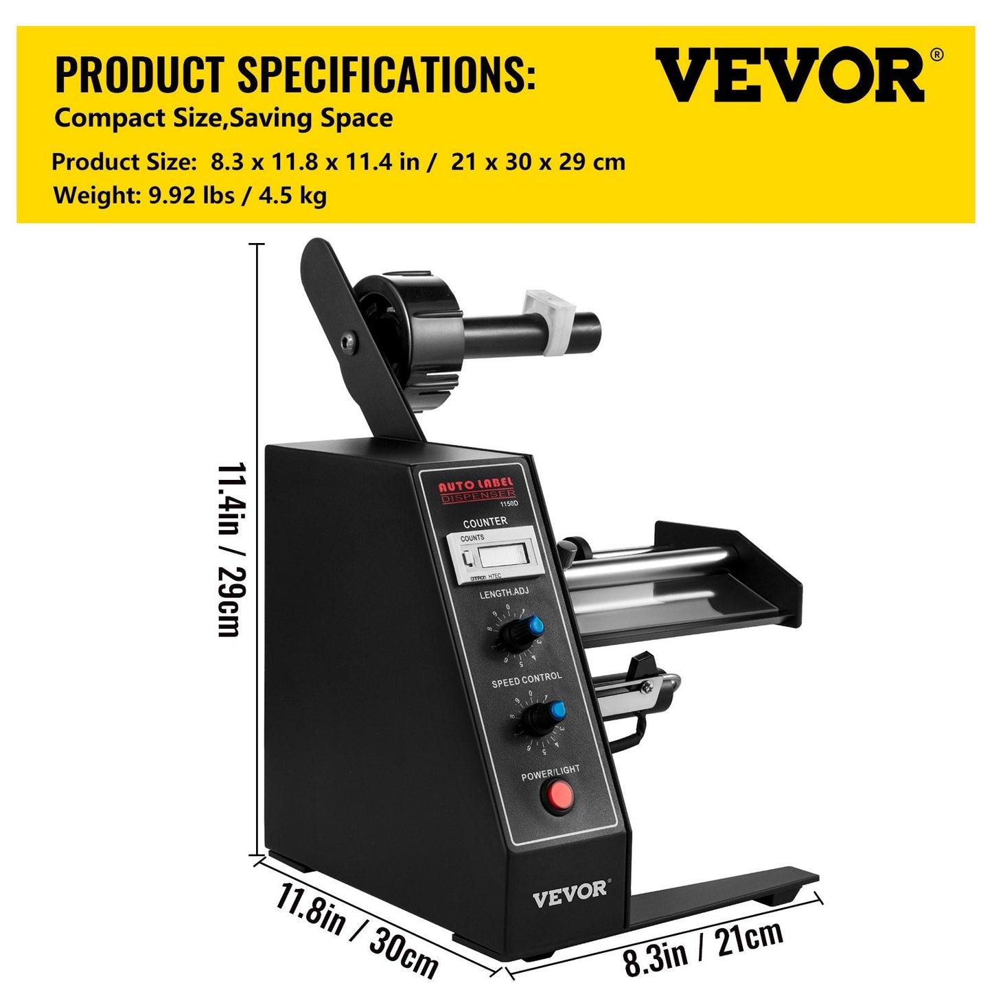 Automatic Label Dispenser AL-1150D, 220V, 1-8 m/min Speed, 4.5 kg, LED Counter