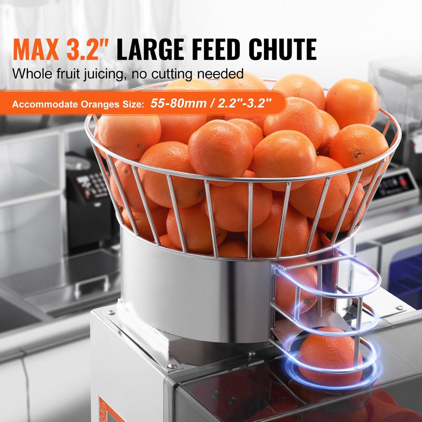 Commercial Orange Juicer, 120W Automatic Extractor, 25 Oranges/Min, Stainless Steel