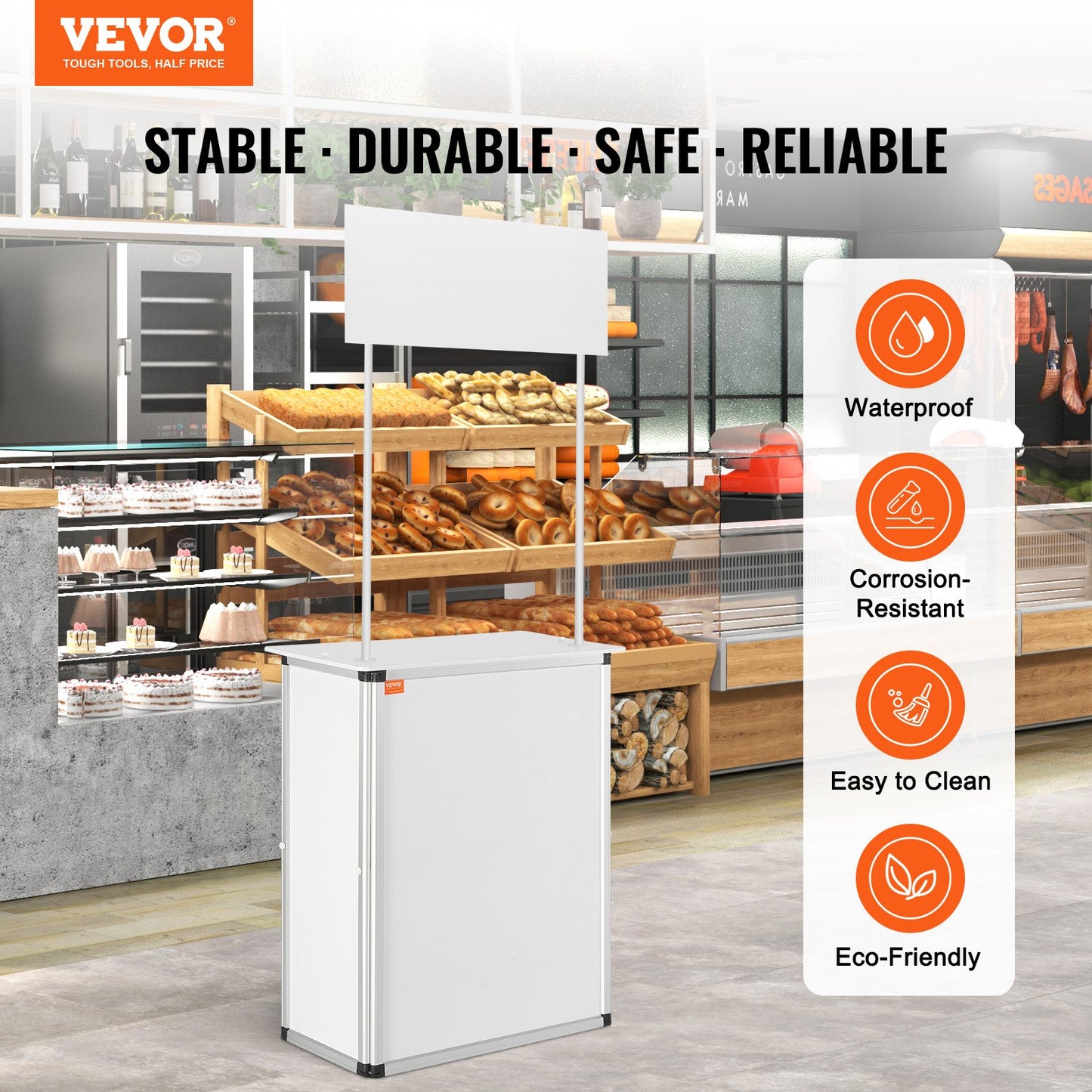 VEVOR Portable Tradeshow Podium Table, 785 x 380 x 1815 mm, Display Exhibition Counter