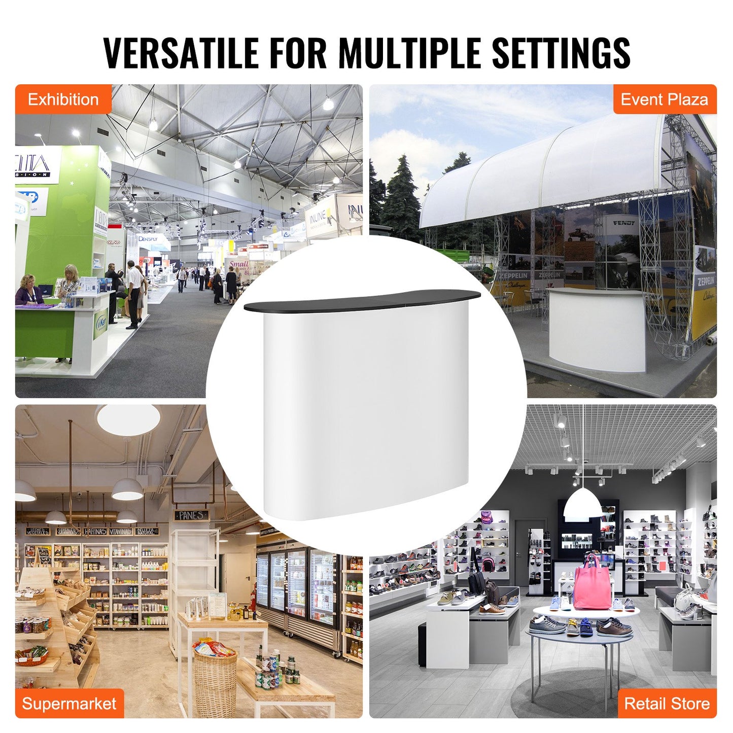 VEVOR Portable Tradeshow Podium Table, 1300 x 465 x 950 mm, Display Exhibition Counter