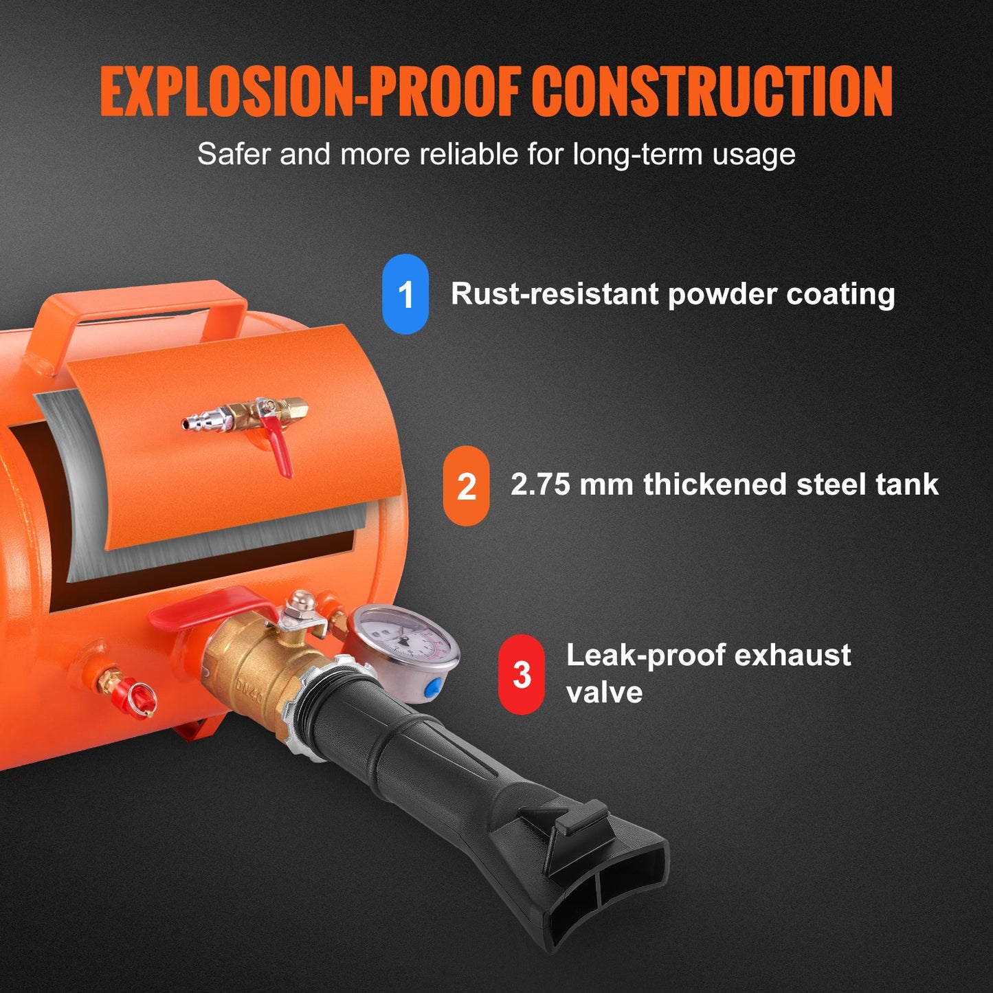 VEVOR Tire Bead Seater, 5 Gal/19L Air Tire Bead Blaster with Pressure Gauge & Handle,