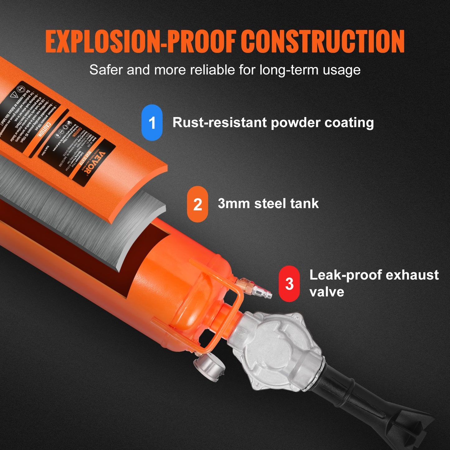 VEVOR Tire Bead Seater, 2.1 Gal/8 L Air Tire Bead Blaster, 120 PSI Handheld Bead