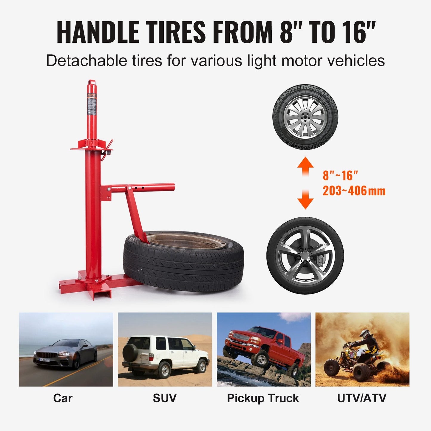 Manual Tire Changer, Portable Bead Breaker for 203-406 mm Tires
